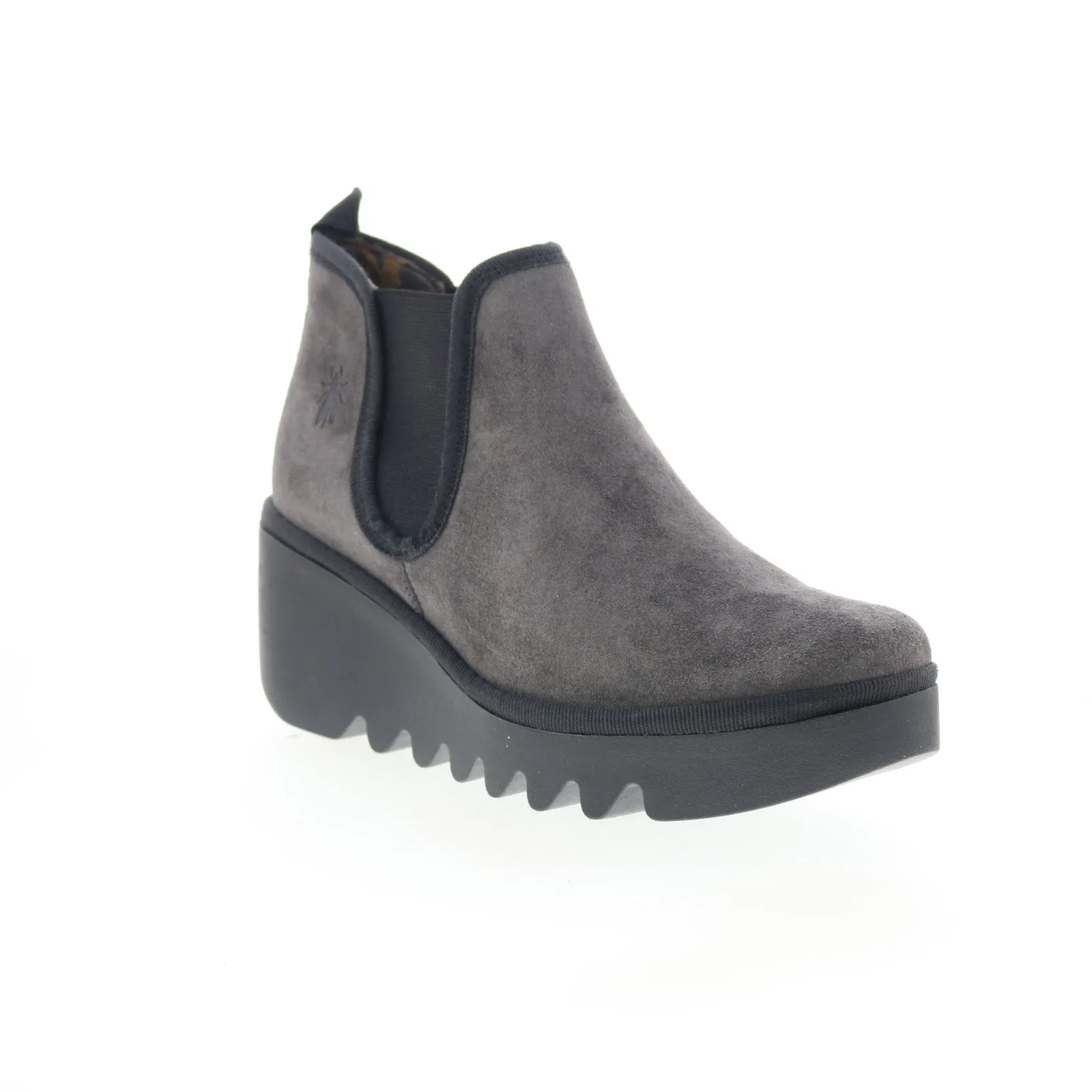 Earth Tones Work Approved Fly London Byne BYNE349FLY-021 Womens Gray Suede Slip On Chelsea Boots