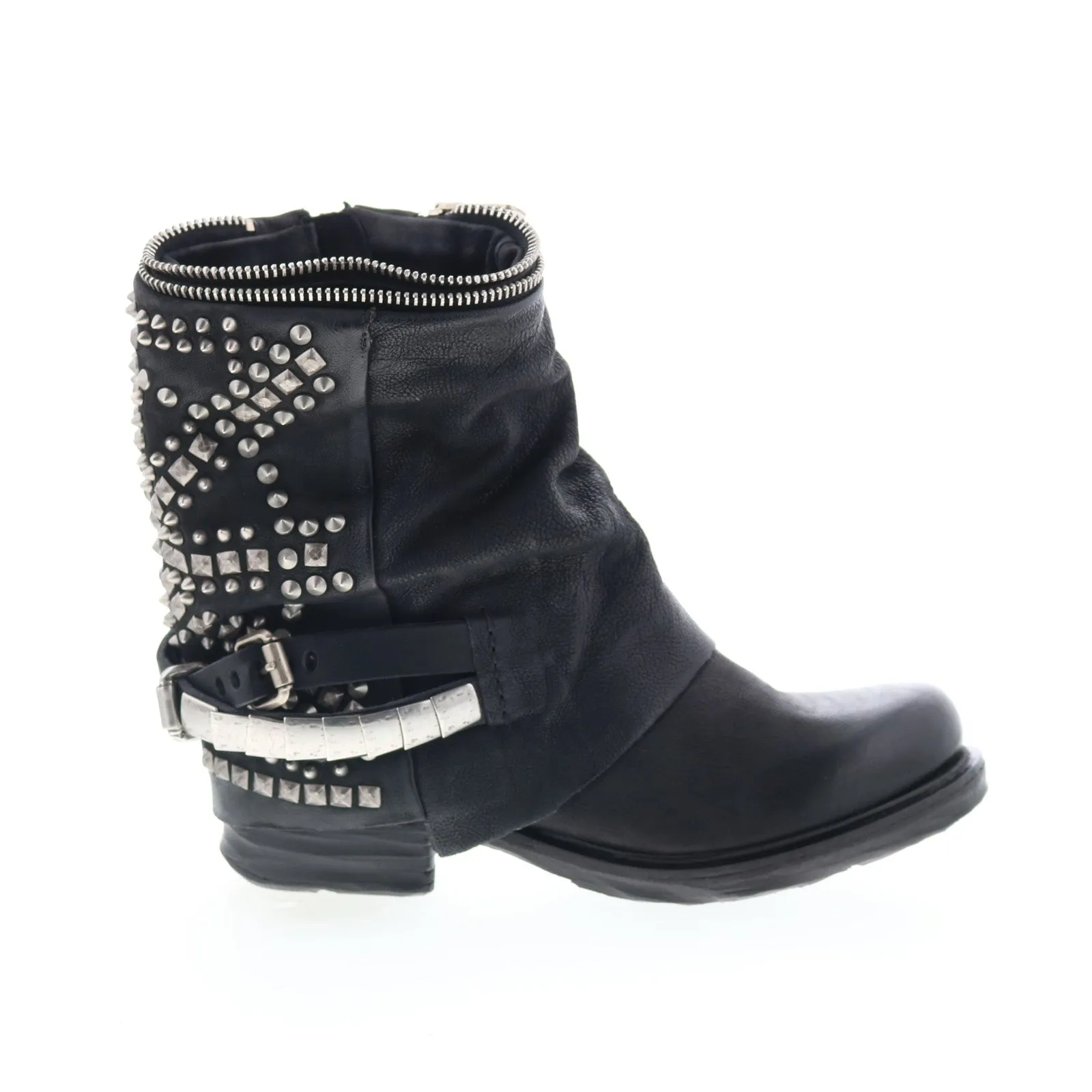 Crisp Lines A.S. 98 Sid Womens Black Leather Zipper Casual Dress Boots