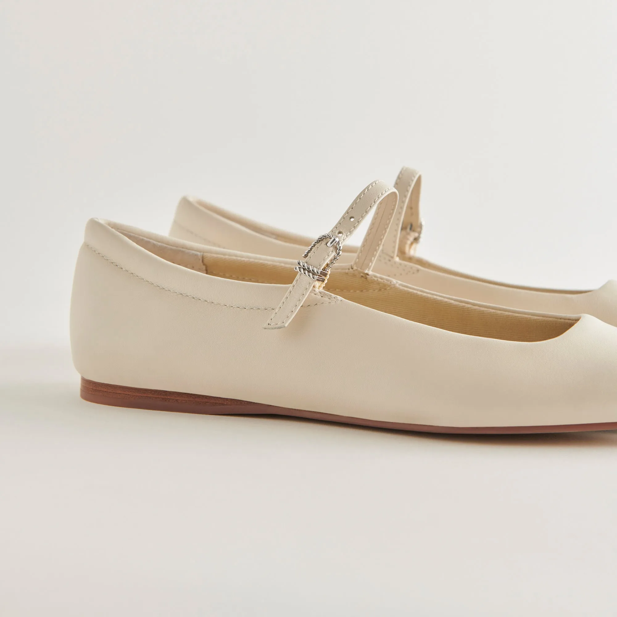 Hope Glow Tall friendly REYES WIDE BALLET FLATS IVORY LEATHER