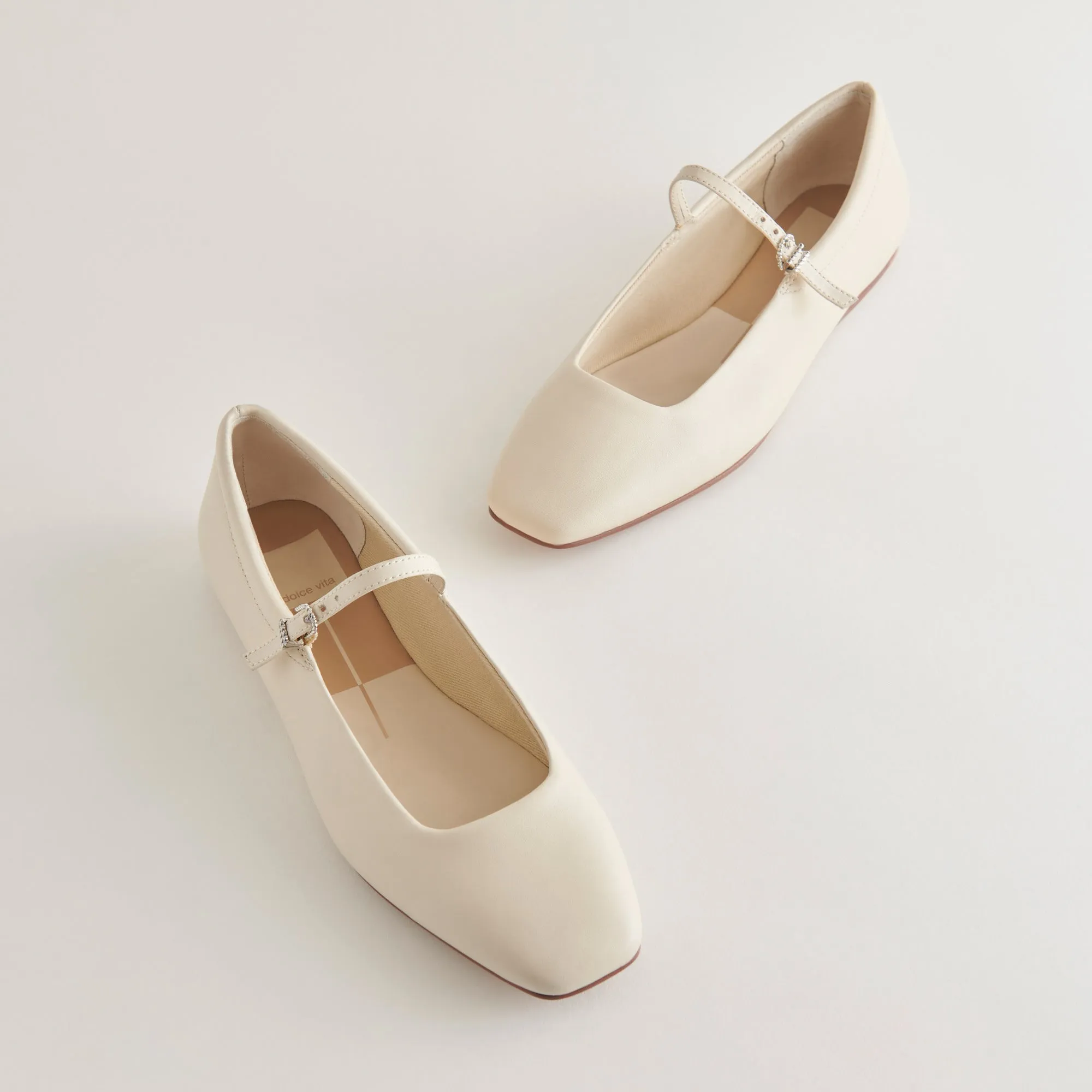 Farm Glow REYES WIDE BALLET FLATS IVORY LEATHER
