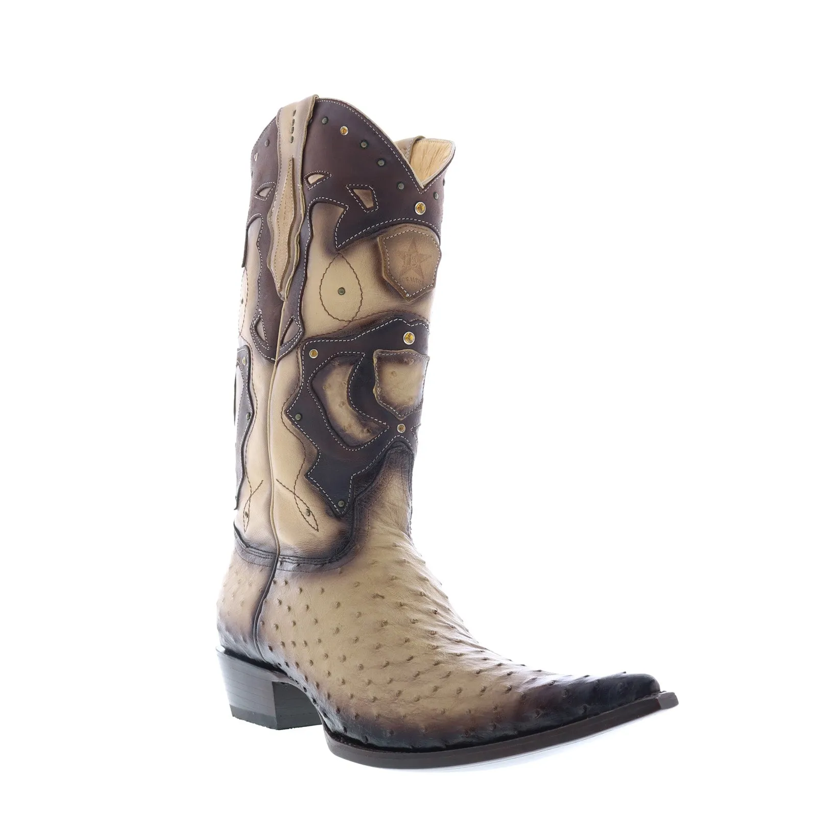 Los Altos 3X Toe Ostrich 95FD0315 Mens Brown Wide Cowboy Western Boots Rodeo Event Good Arch Support