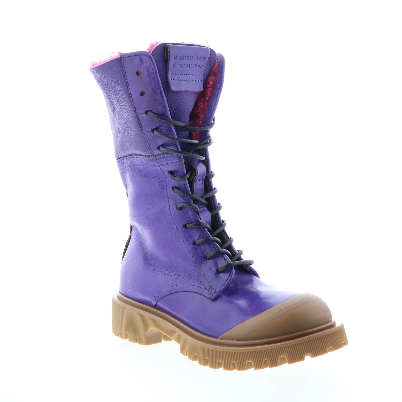 Groom A.S. 98 Trey Fur Womens Purple Leather Zipper Casual Dress Boots