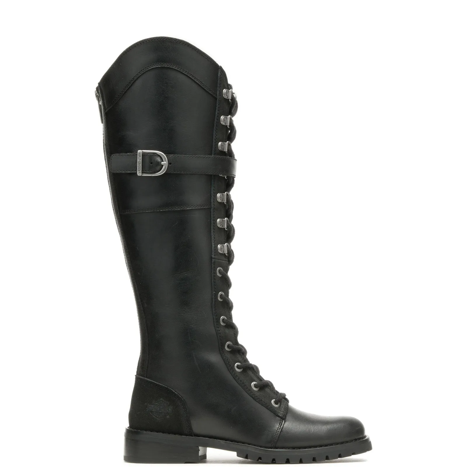 Harley-Davidson Bradner Lace D87261 Womens Black Leather Motorcycle Boots Farmer Chukka Silhouette