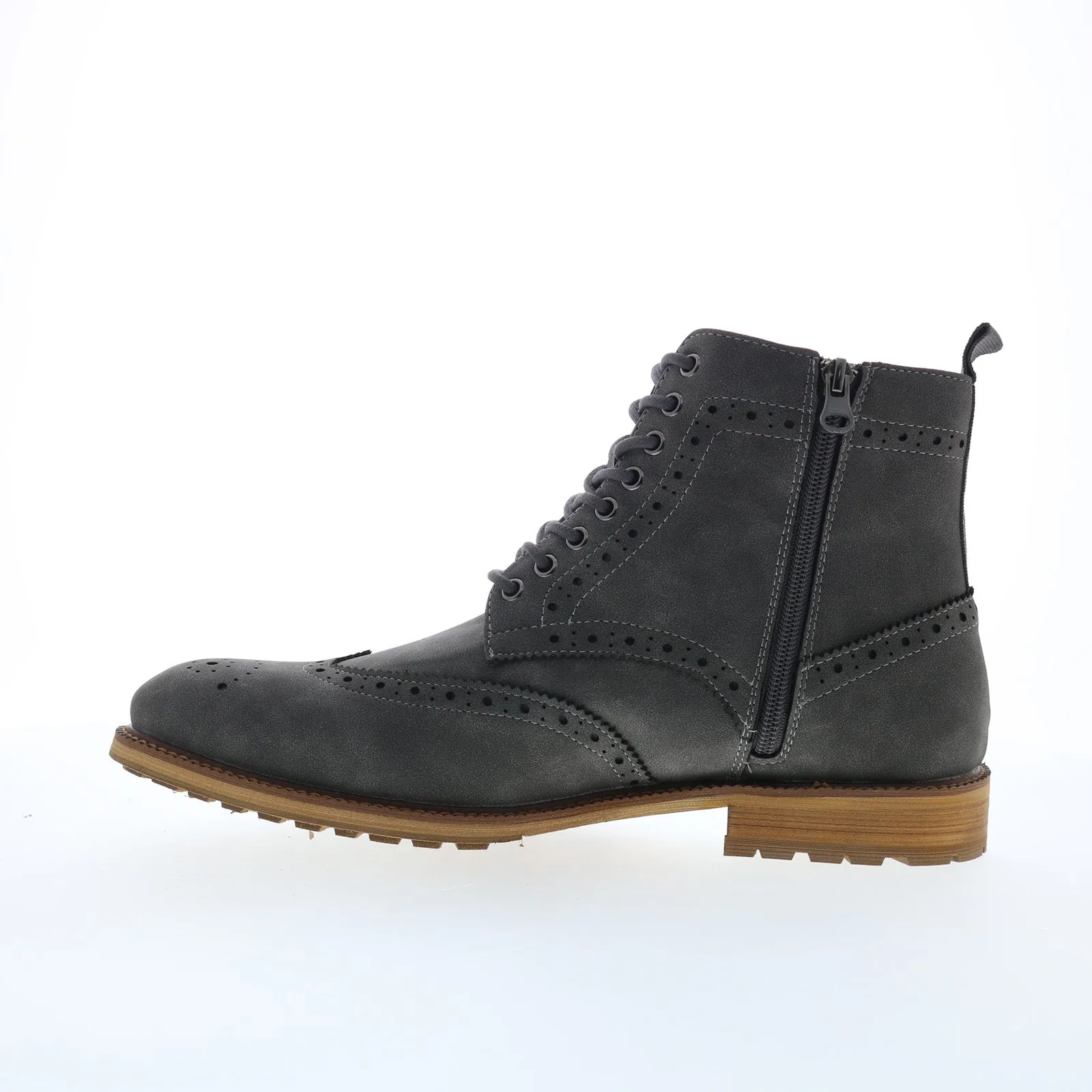 Steve Madden M-Ryland Mens Gray Synthetic Lace Up Casual Dress Boots Comfort Grip Urban Feel