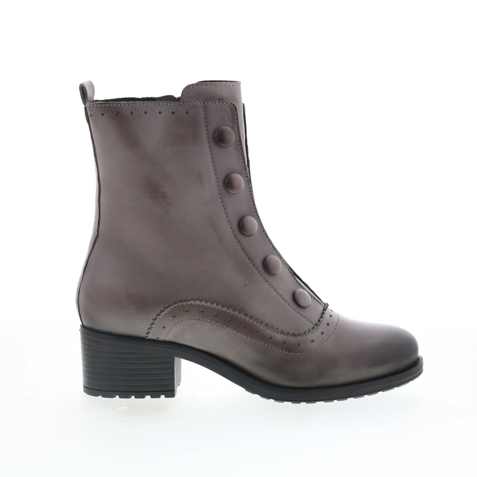 Miz Mooz Jozie Womens Gray Leather Zipper Casual Dress Boots Timeless Design