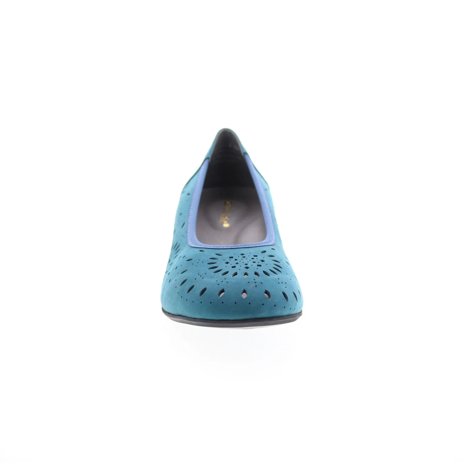 David Tate Proud Womens Blue Nubuck Slip On Pumps Heels Shoes Reinforced toe