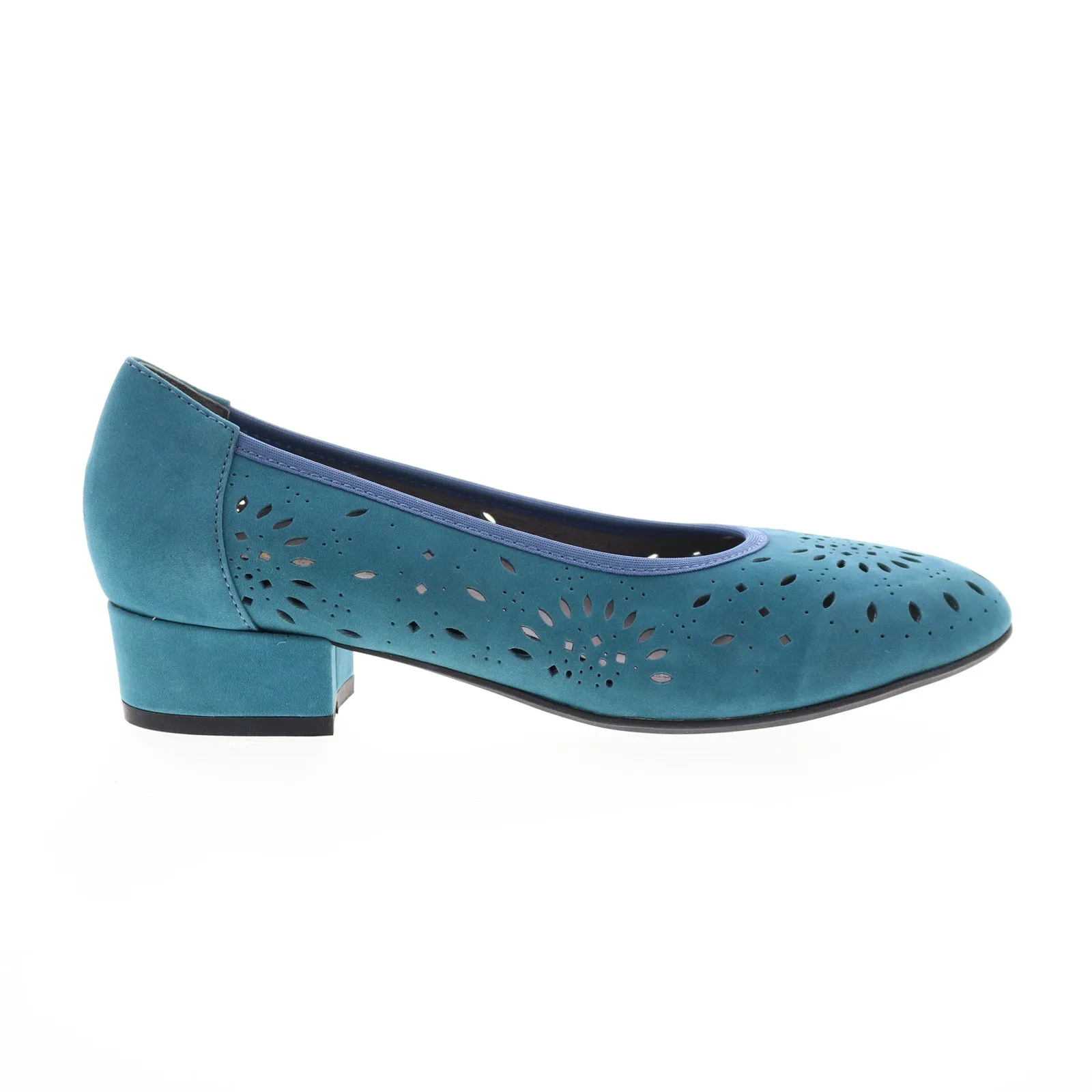 David Tate Proud Womens Blue Nubuck Slip On Pumps Heels Shoes Retro Bridal Shoes Causal Booties