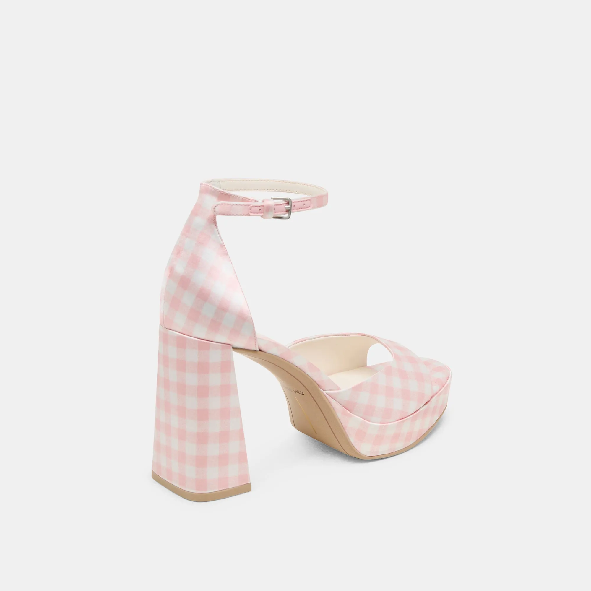 PANDRO X BYRDIE GOLF HEELS PINK PLAID GINGHAM Glitter Heeled Boots