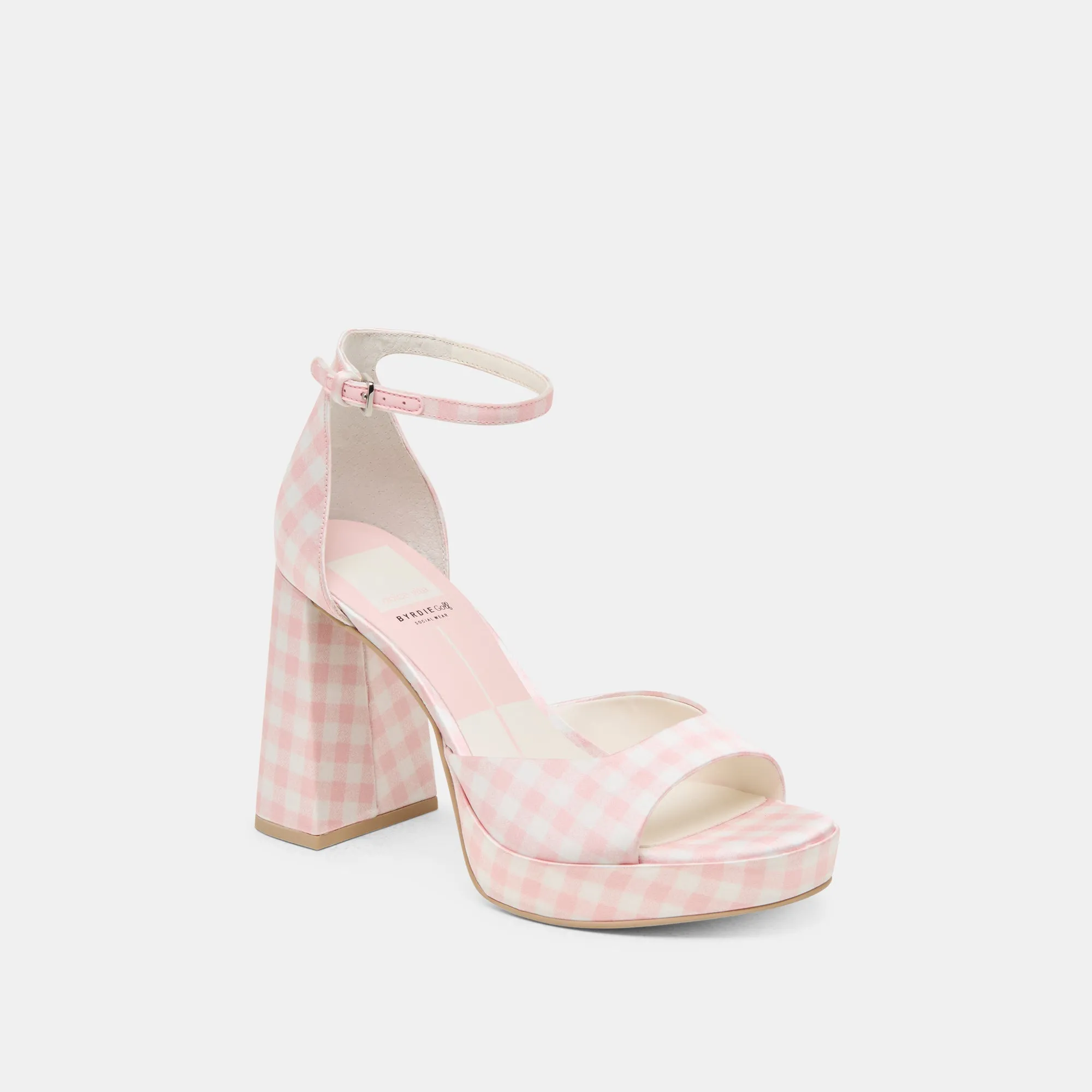 Comfort Fit Formal Shoes for Women PANDRO X BYRDIE GOLF HEELS PINK PLAID GINGHAM