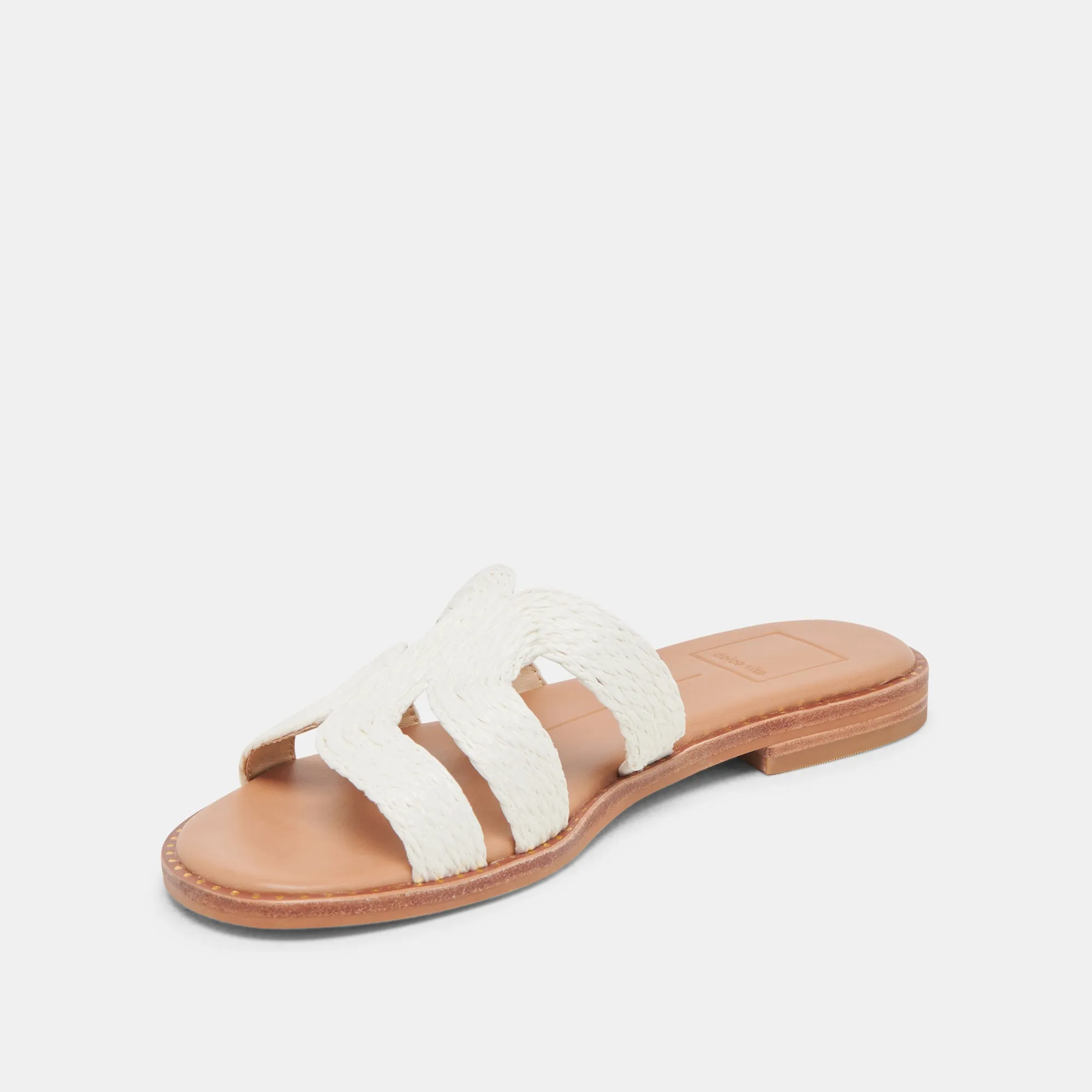 Active Mode Fringe Swing EMON WIDE SANDALS WHITE RAFFIA