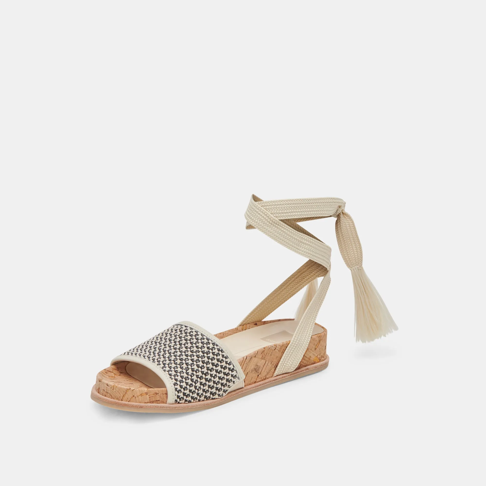 Walk Control SALACY SANDALS BLACK NATURAL RAFFIA