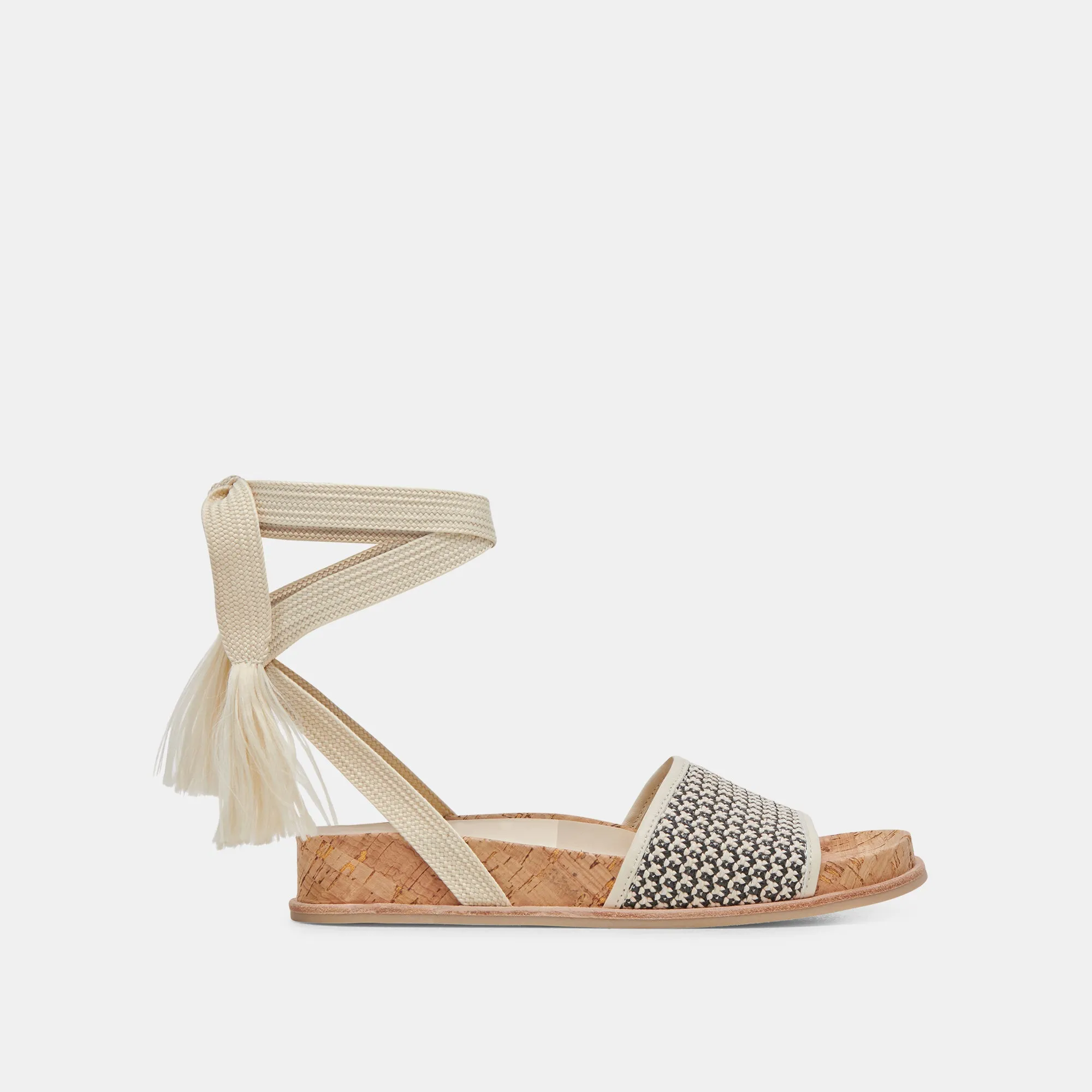 SALACY SANDALS BLACK NATURAL RAFFIA Bare Support