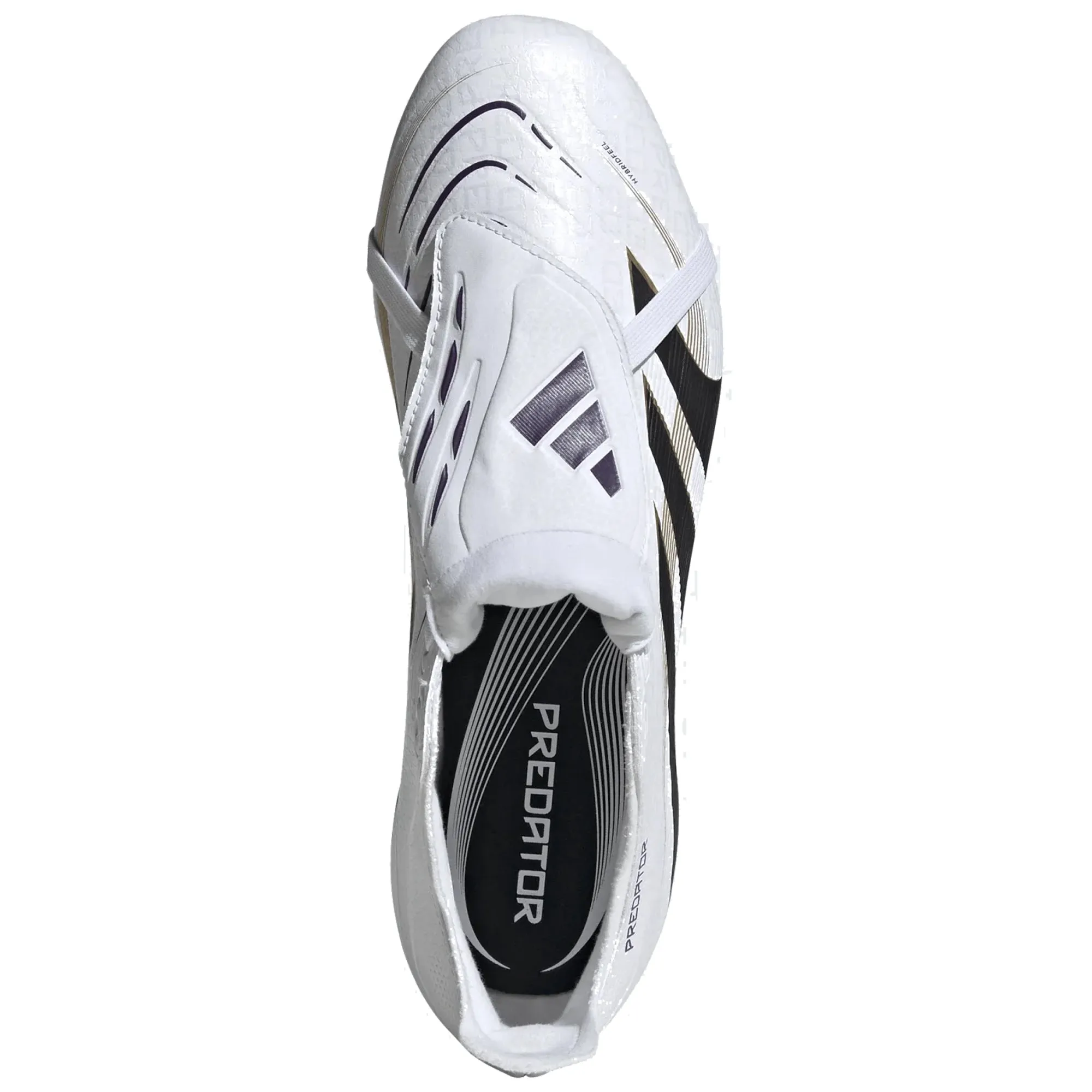 adidas Predator League FT Fold Tongue FG/MG Soccer Cleats (White/Black/Gold Metallic) Ankle Supporter High Abrasion