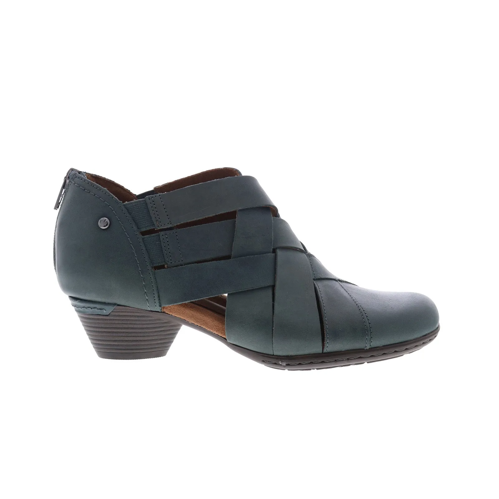 Cobb Hill Laurel Woven CI6230 Womens Blue Leather Ankle & Booties Boots Elastic Sides Party Occasion