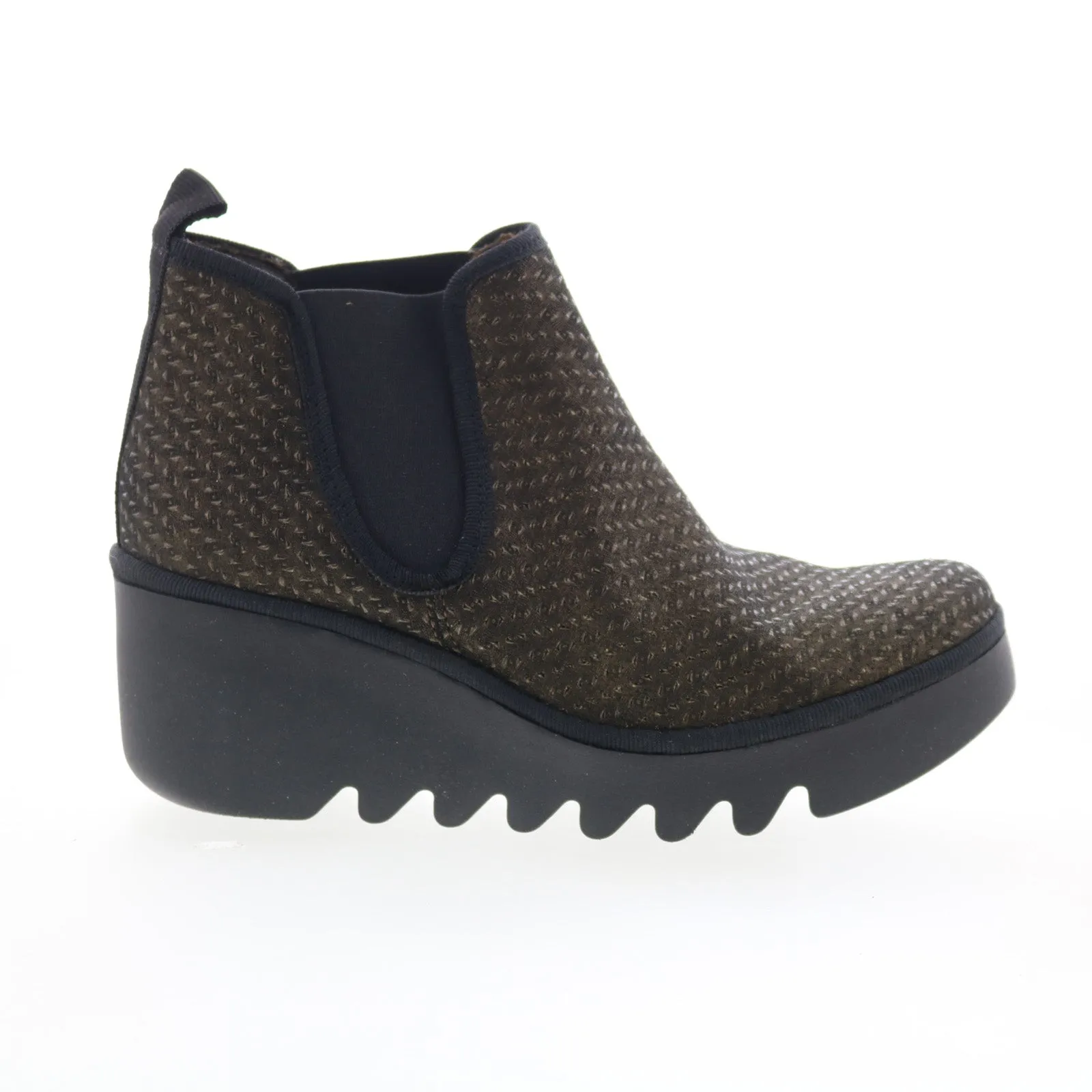 Airy Feel Elastic Material Fly London Byne BYNE349FLY-015 Womens Green Canvas Slip On Chelsea Boots