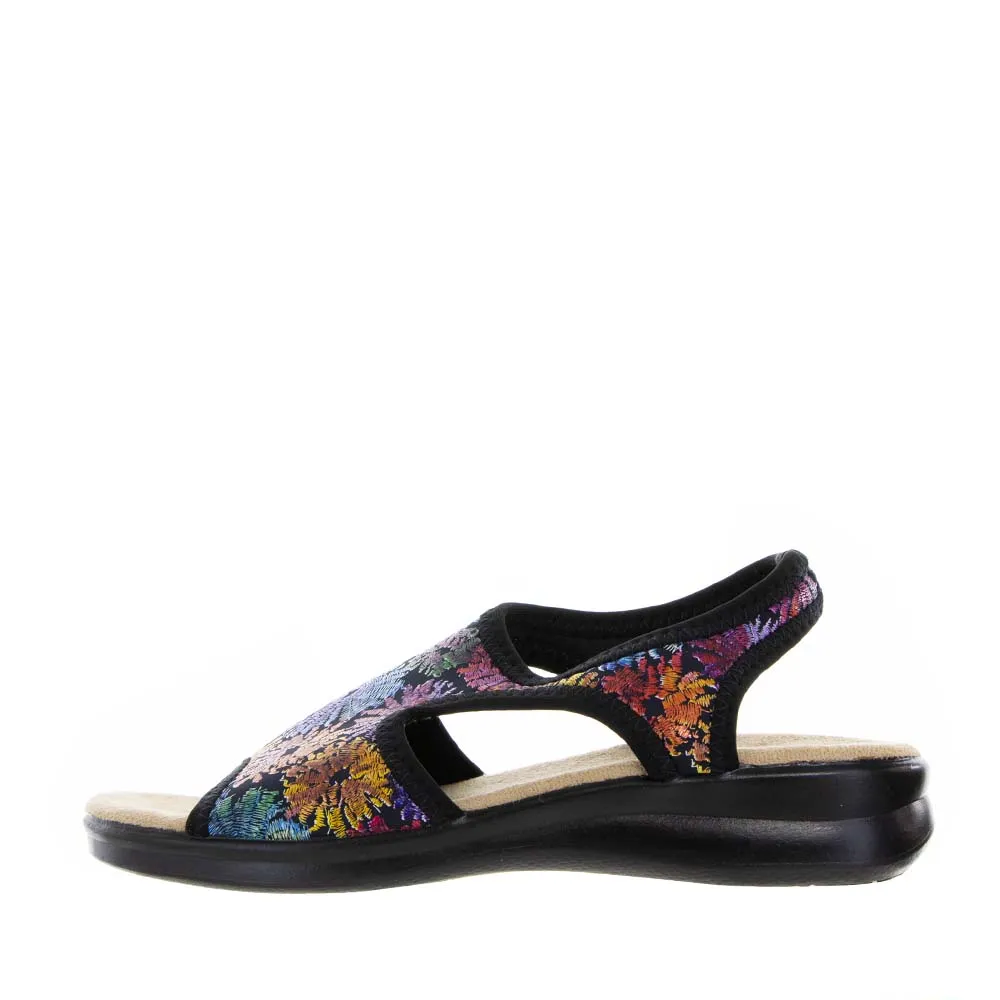 Slip-Resistant Sole EUROFLEX TUSCANY BLACK FLORAL