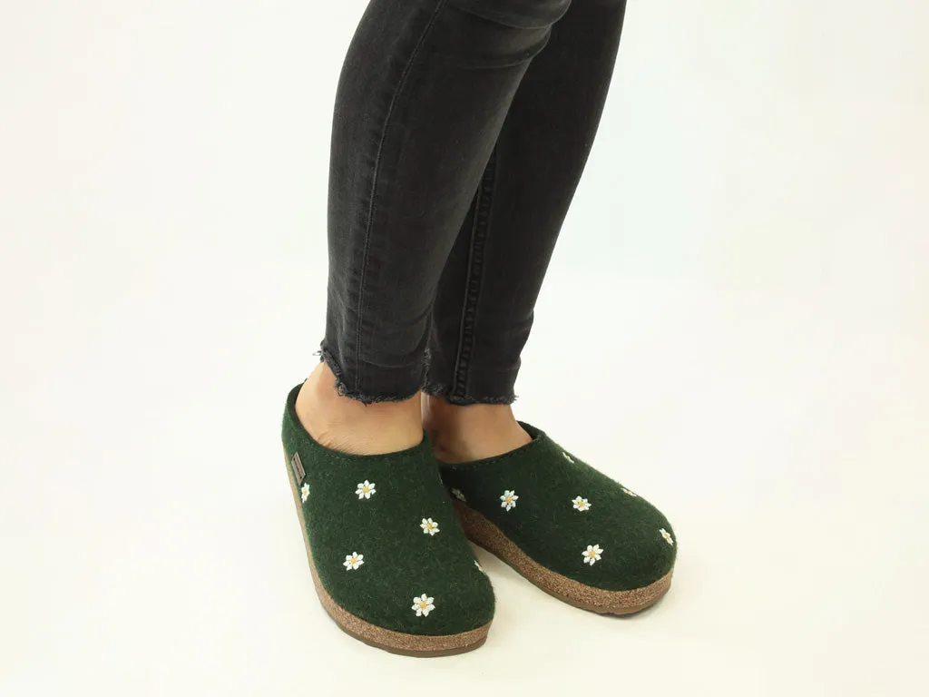 Haflinger Clogs Grizzly Margherita Daisy Green Dry Base