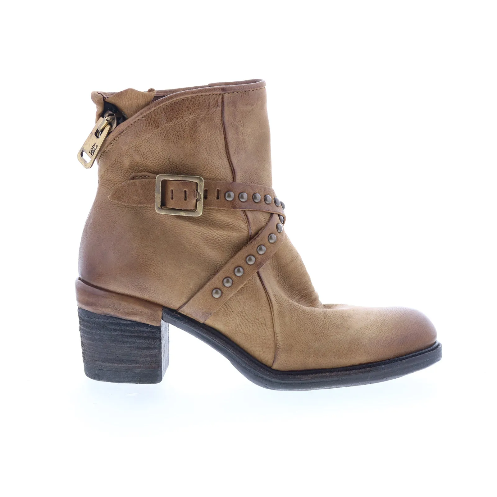 Durable Look Handmade Craft A.S. 98 Jeffy Womens Brown Leather Zipper Ankle & Booties Boots