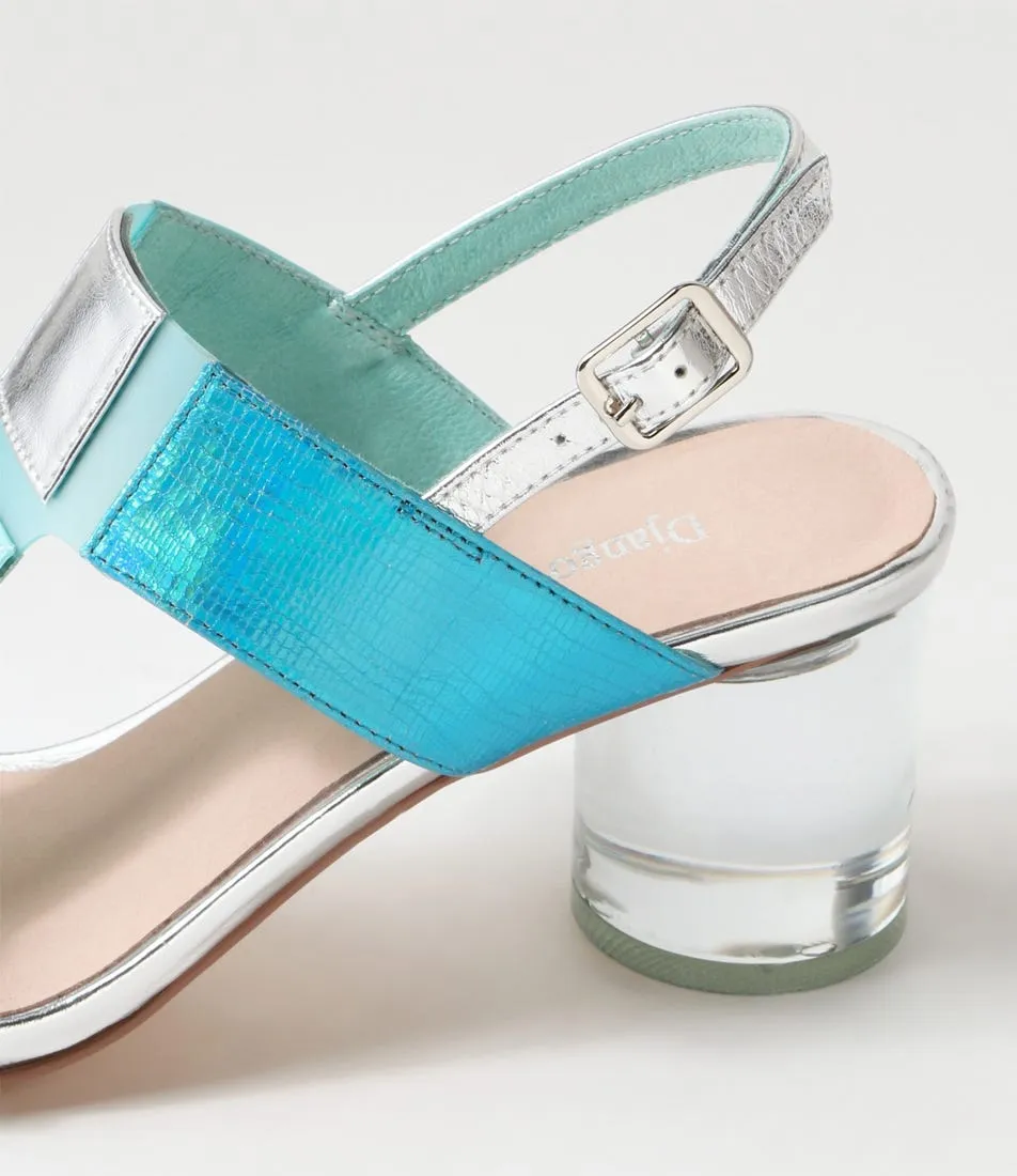 DJANGO & JULIETTE SEYMOUR AQUA MULTI Teddy Heel Boots Gum outsole