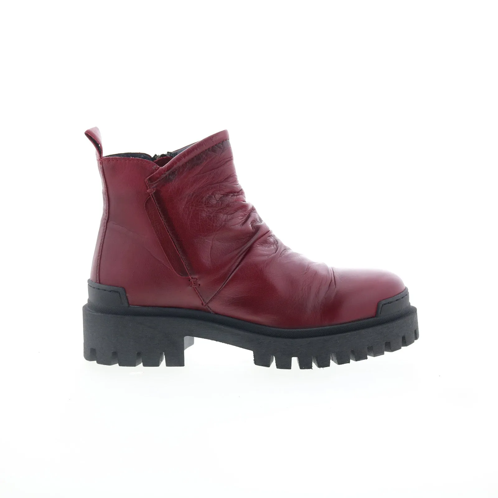 Urban Commute Miz Mooz Hamden Womens Burgundy Leather Zipper Ankle & Booties Boots