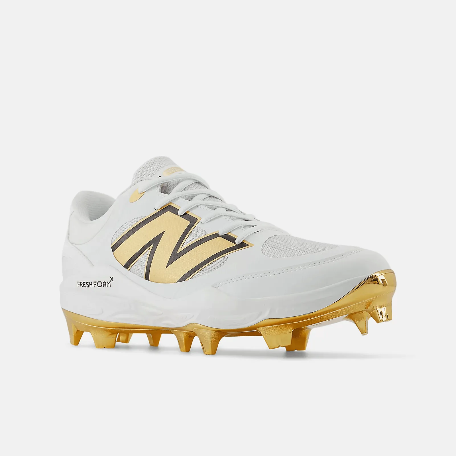 New Balance Men's Fresh Foam 3000 v7 Molded Baseball Cleats - White/Gold - PL3000L7 High Ankle Rubber Sole