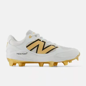 All-purpose fit Slim Form New Balance Men's Fresh Foam 3000 v7 Molded Baseball Cleats - White/Gold - PL3000L7