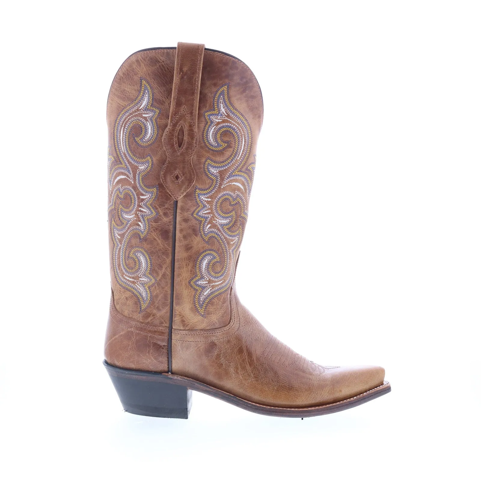 Jama Old West LF1541 Womens Brown Leather Slip On Cowboy Western Boots Western Pattern
