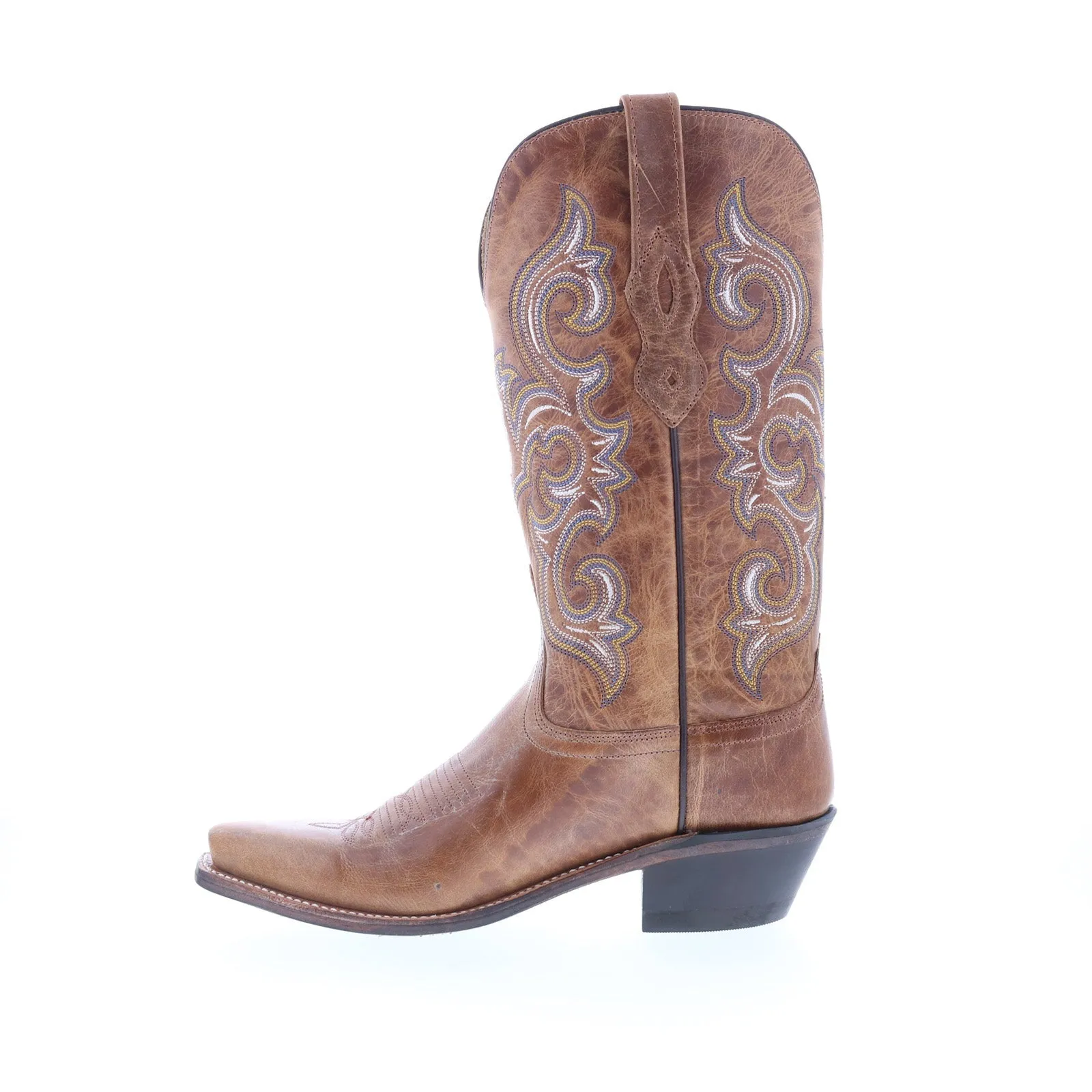 Steel Cap Versatile Outfit Jama Old West LF1541 Womens Brown Leather Slip On Cowboy Western Boots