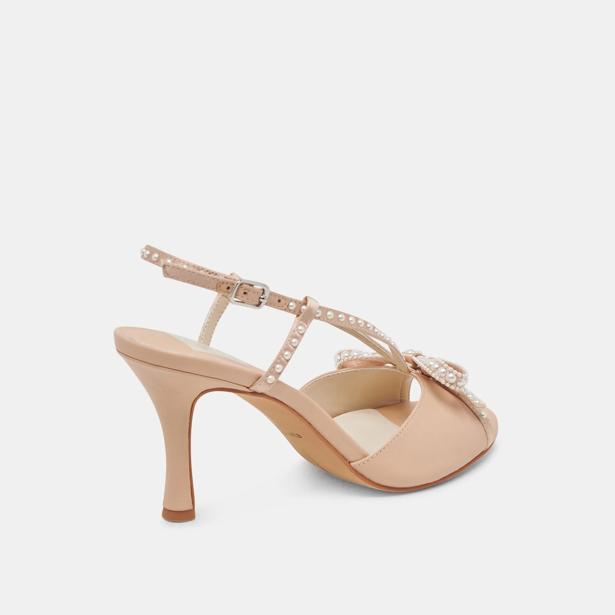 Chic Wedding Sandals LONNY PEARL HEELS BLUSH SATIN