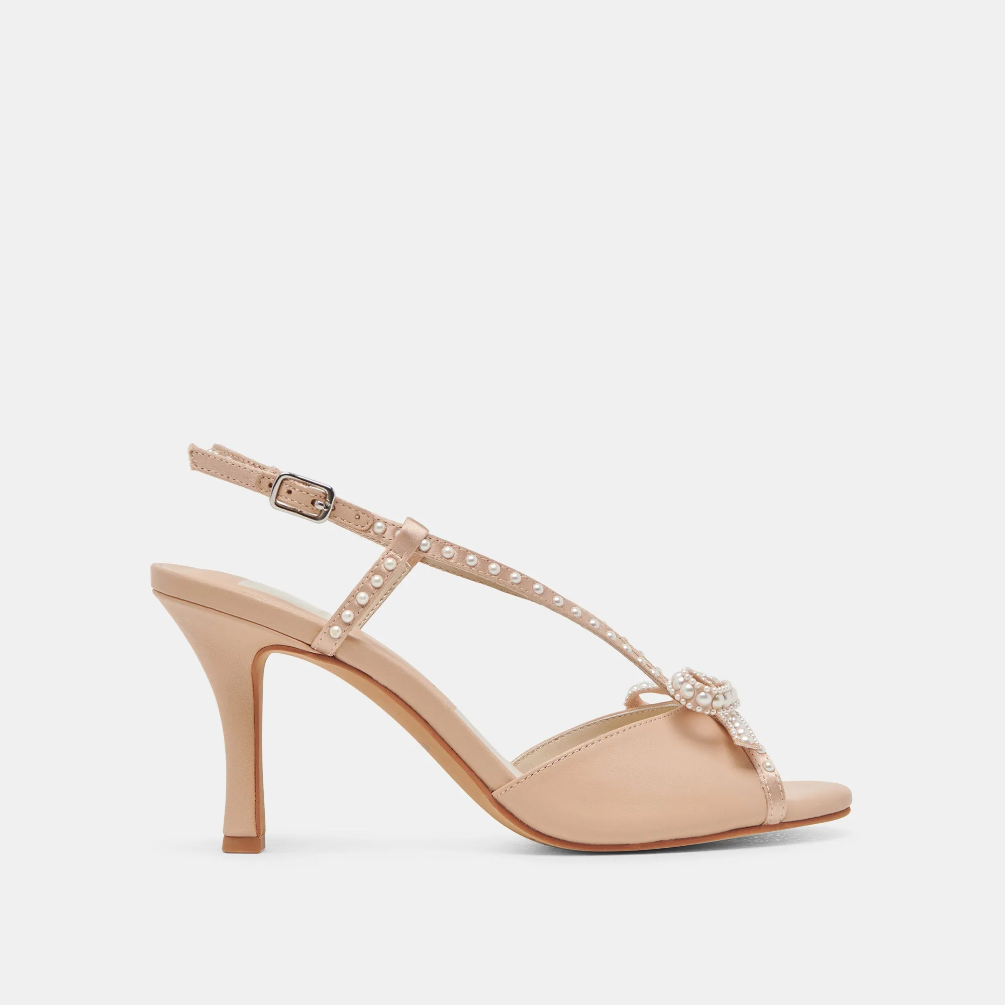 High Top Style LONNY PEARL HEELS BLUSH SATIN