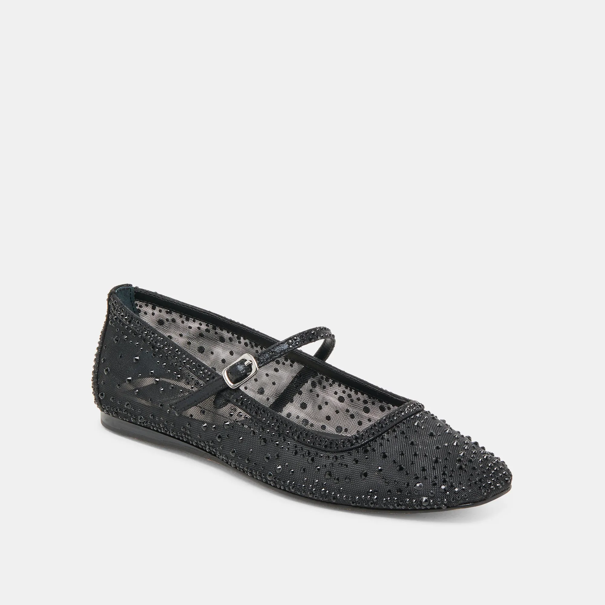 REYES CRYSTAL BALLET FLATS BLACK MESH Ice Path