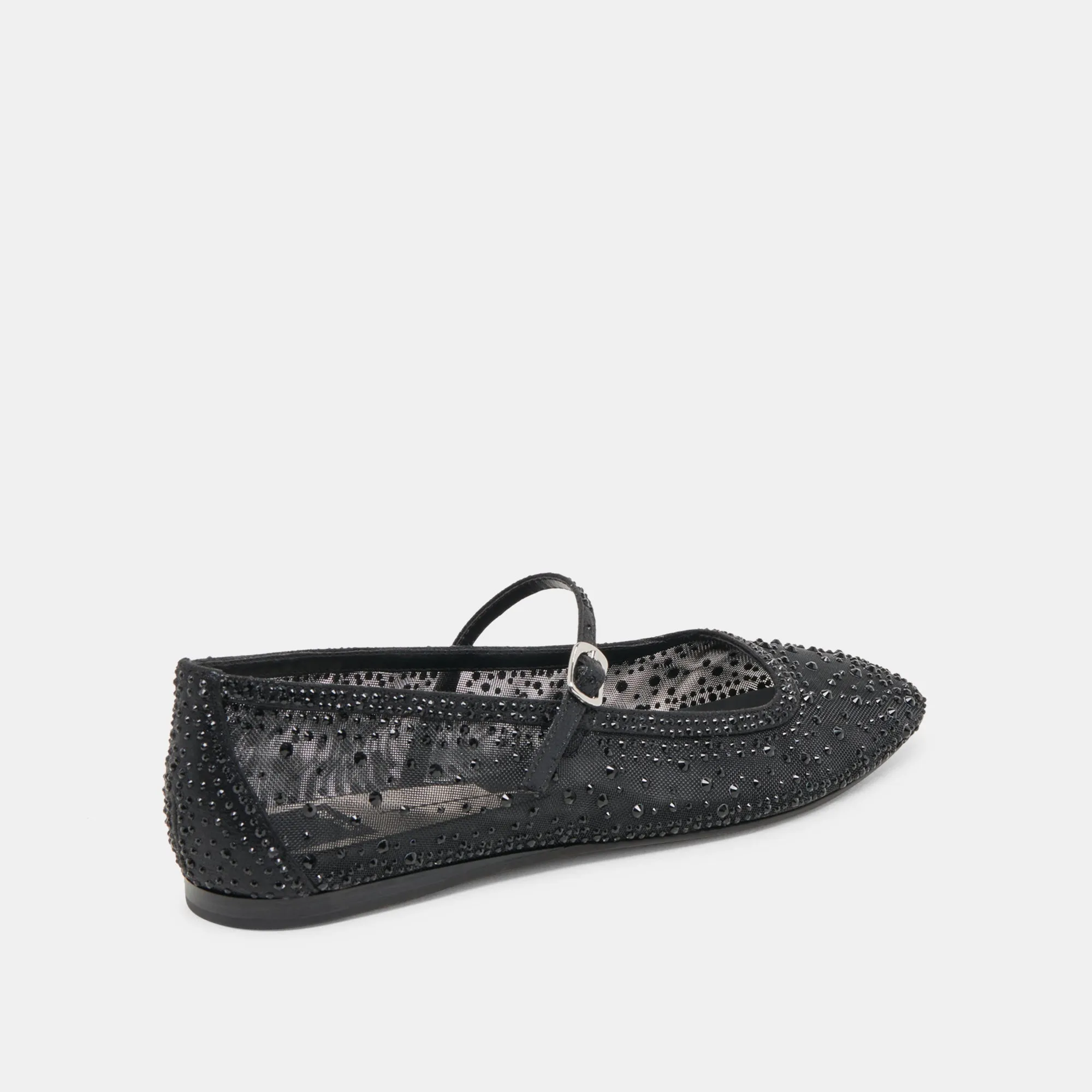 REYES CRYSTAL BALLET FLATS BLACK MESH Mesh Lining Strap