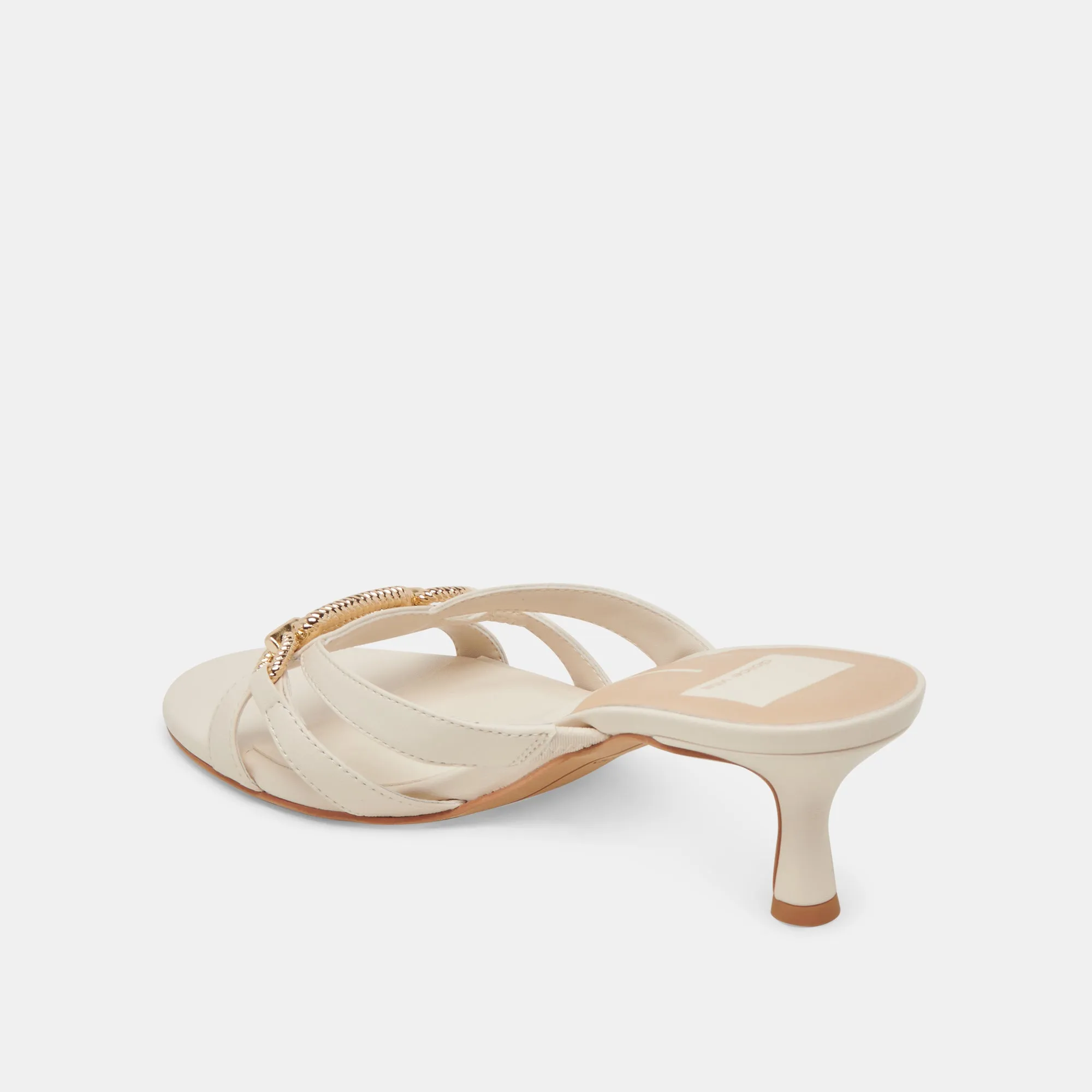 LERAH HEELS BONE LEATHER Open Back Heeled Sandals Flexible Upper