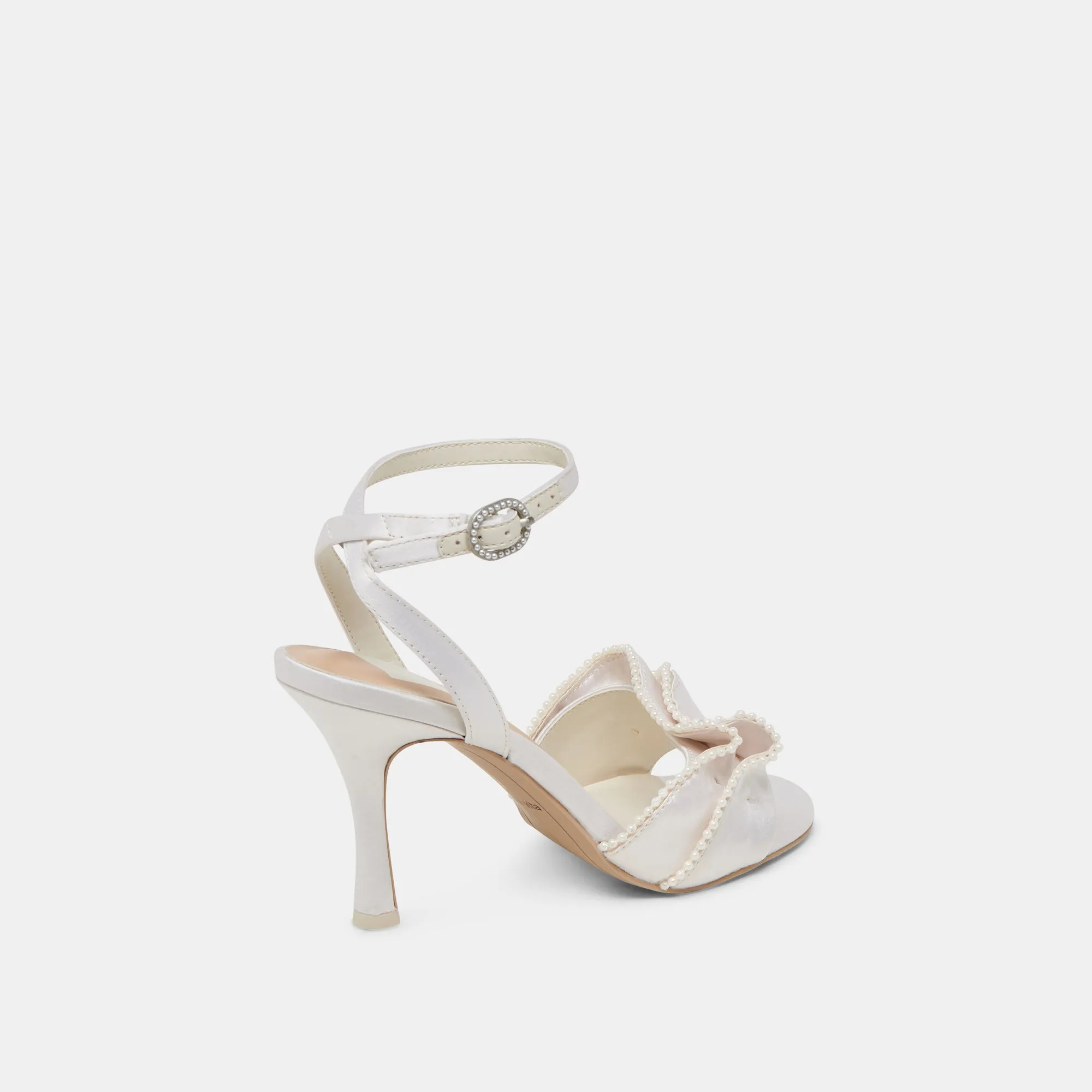 elegant design Dressy High Heels LUNETE PEARL HEELS VANILLA SATIN