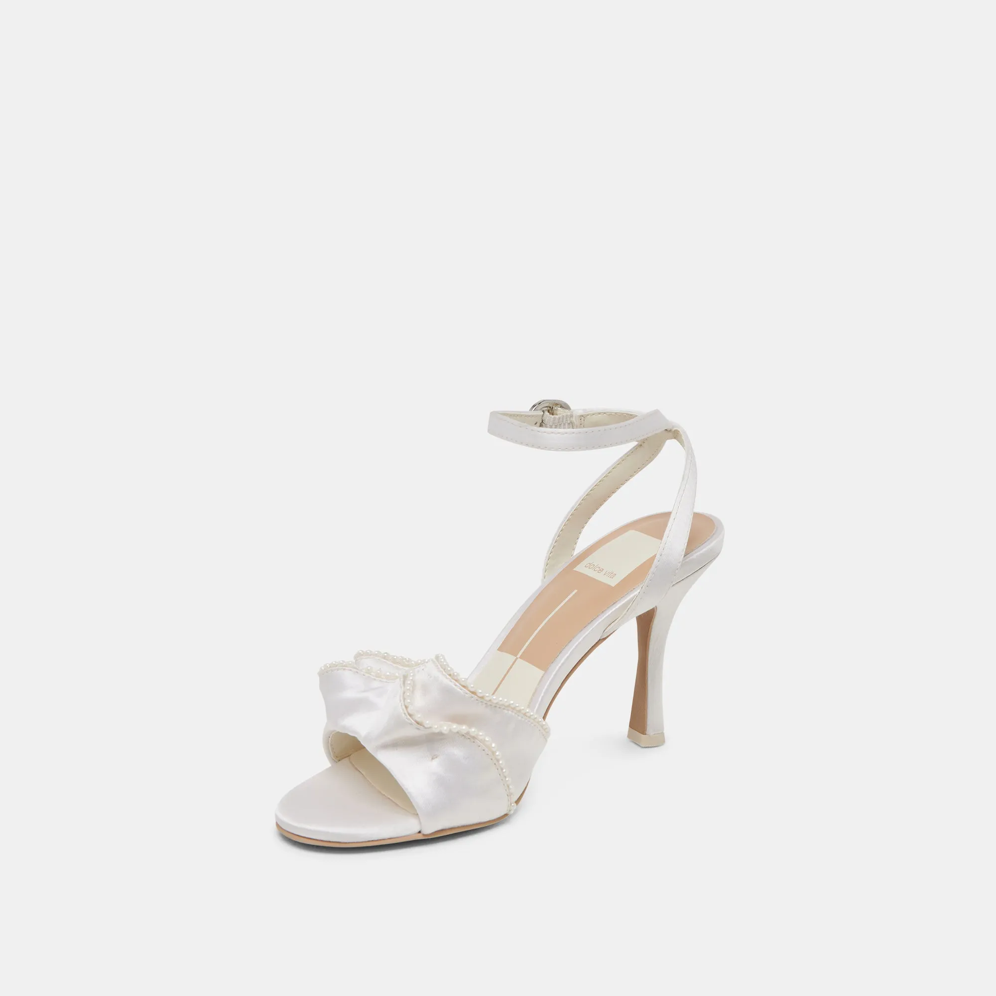 Lightweight LUNETE PEARL HEELS VANILLA SATIN