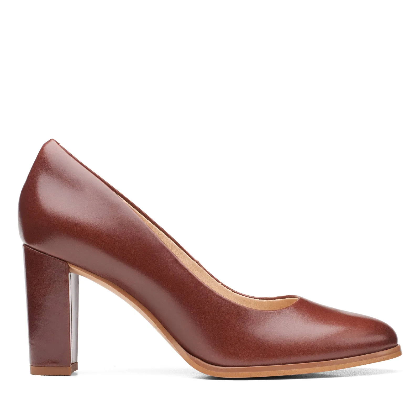 Clarks Kaylin Cara 2 26167441 Womens Brown Leather Slip On Pumps Heels Shoes Comfortable Pumps Chic Heeled Booties
