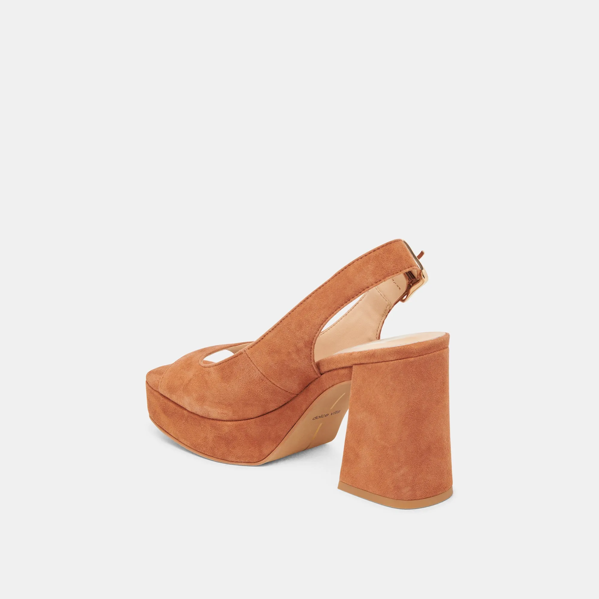 FLORES HEELS CARAMEL SUEDE Nude Pumps for Weddings