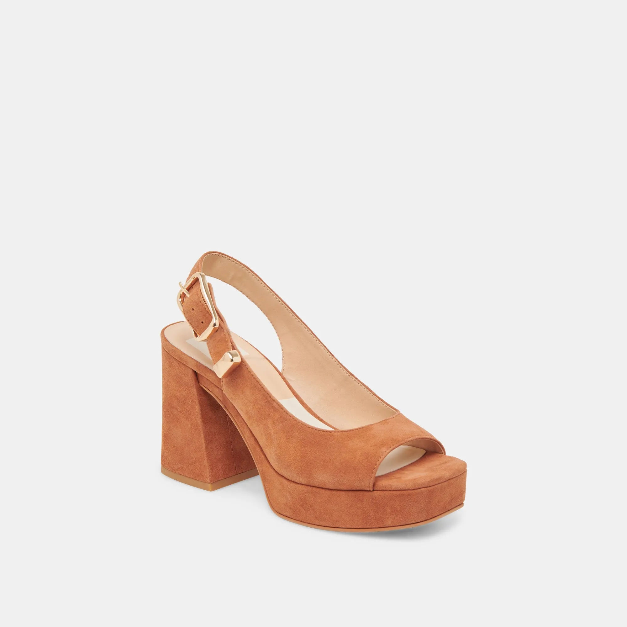 Leather Upper FLORES HEELS CARAMEL SUEDE