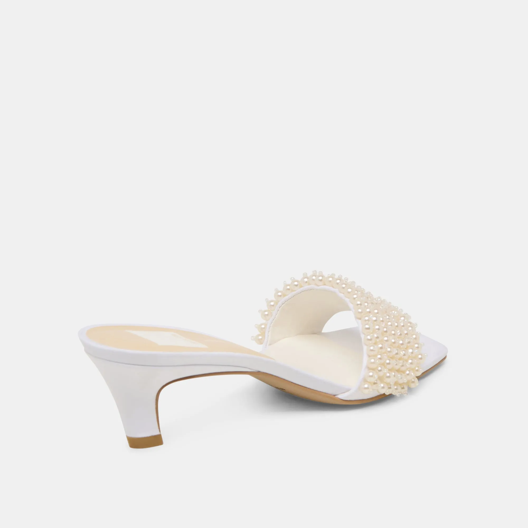 REXA PEARL HEELS OFF WHITE SATIN Evening Stilettos