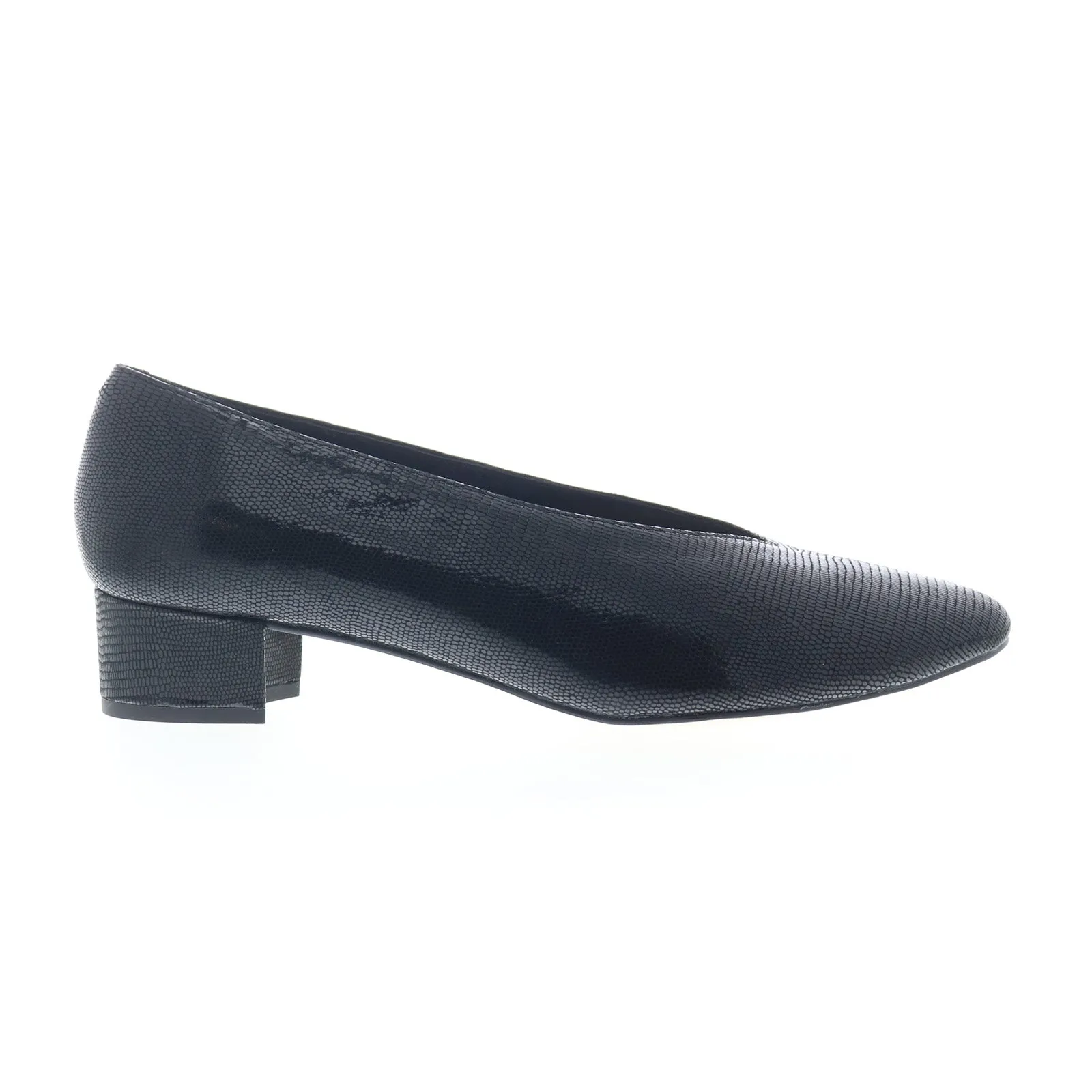 Ros Hommerson Haviland 75079-P1 Womens Black Leather Pumps Heels Shoes Elastic laces