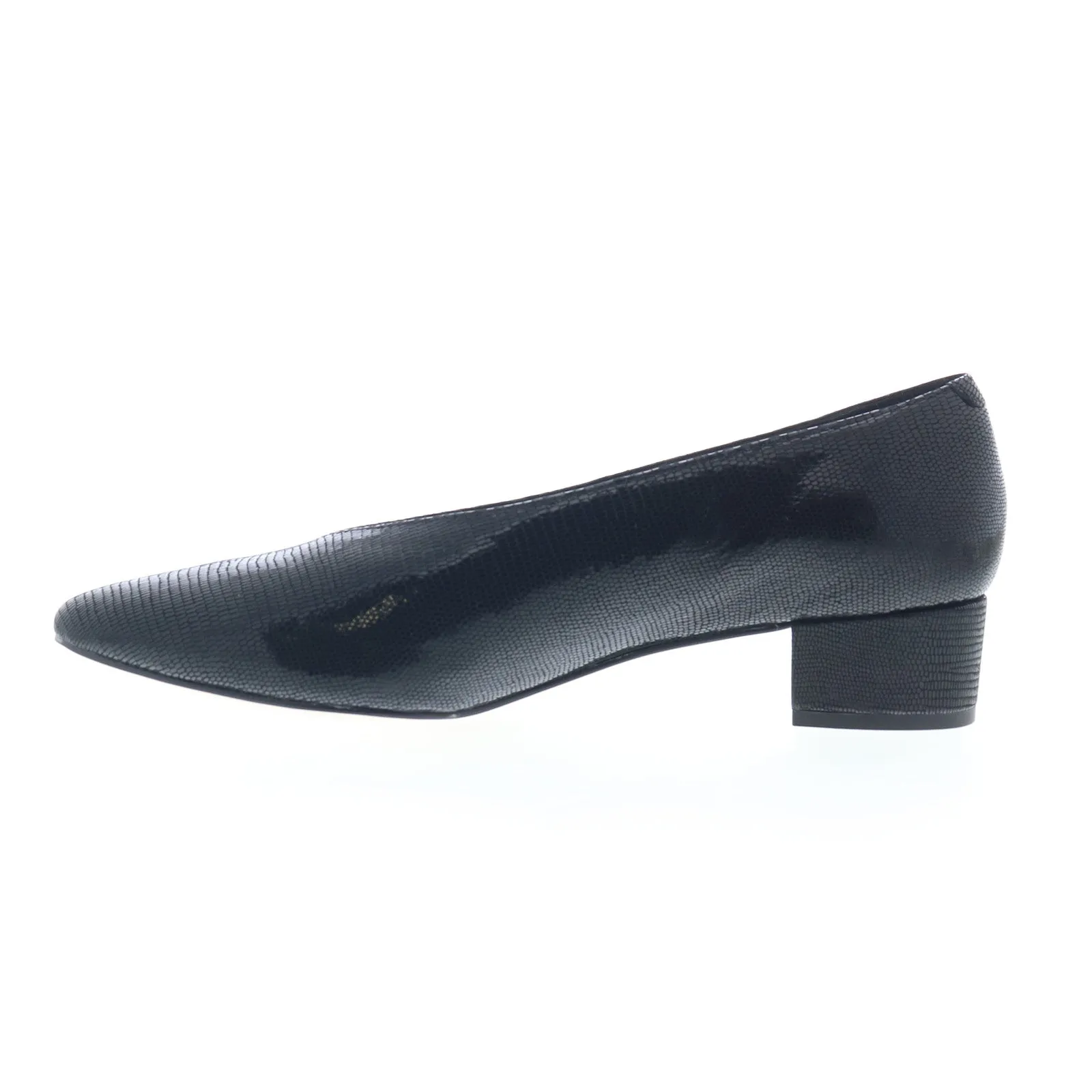 Ros Hommerson Haviland 75079-P1 Womens Black Leather Pumps Heels Shoes Open Toe Pumps Minimalist Heels