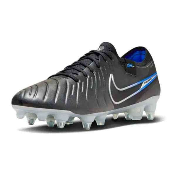 Defend Strong Curve Control Nike Legend 10 Elite SG-Pro AC Soccer Cleats (Black/Chrome-Hyper Royal)