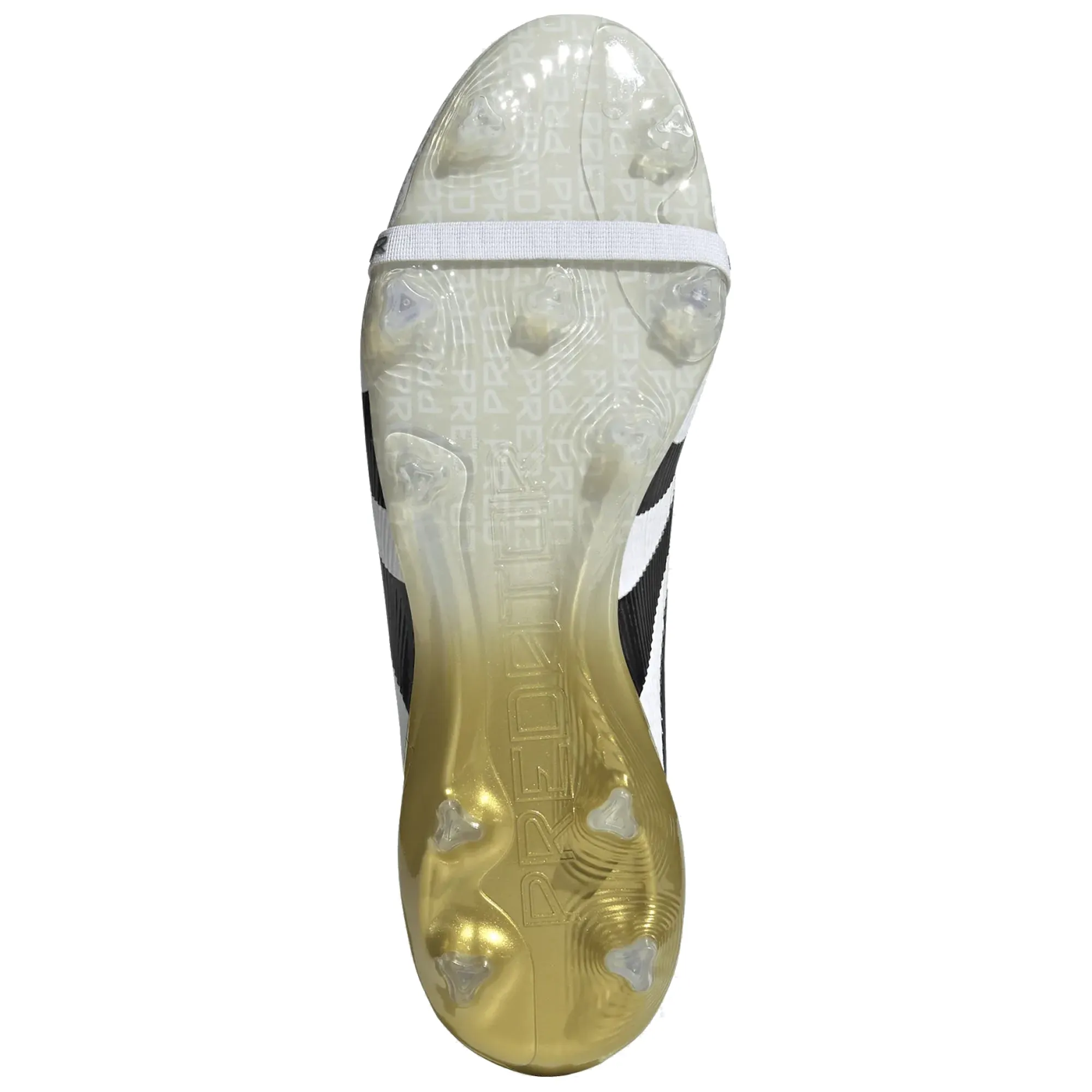 adidas Predator Elite FT Fold Tongue FG Soccer Cleats (White/Black/Metallic Gold) Side Traction Tackle Practice