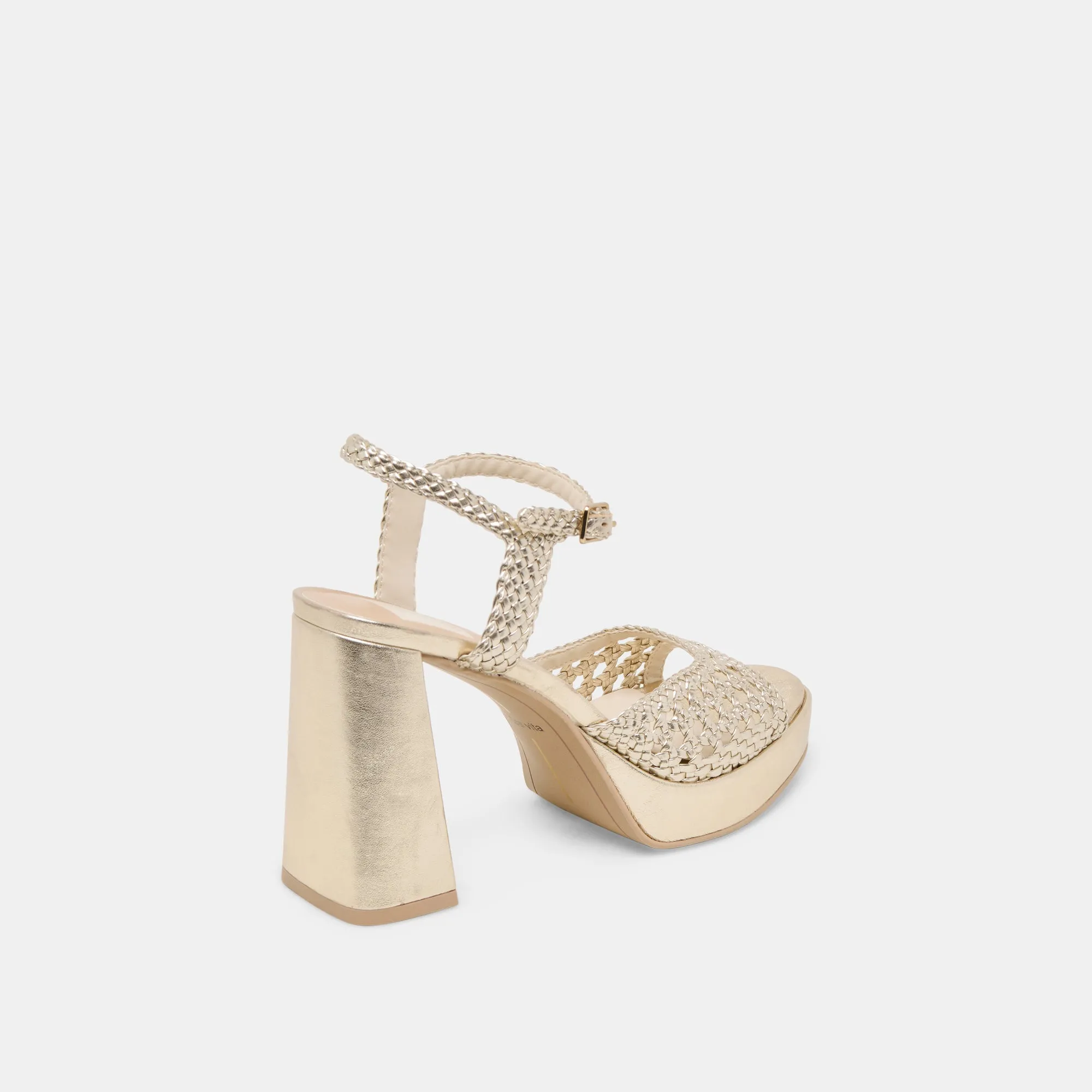 Lace-Up Heels Soft Cushioning PEYTEN HEELS LIGHT GOLD WOVEN STELLA