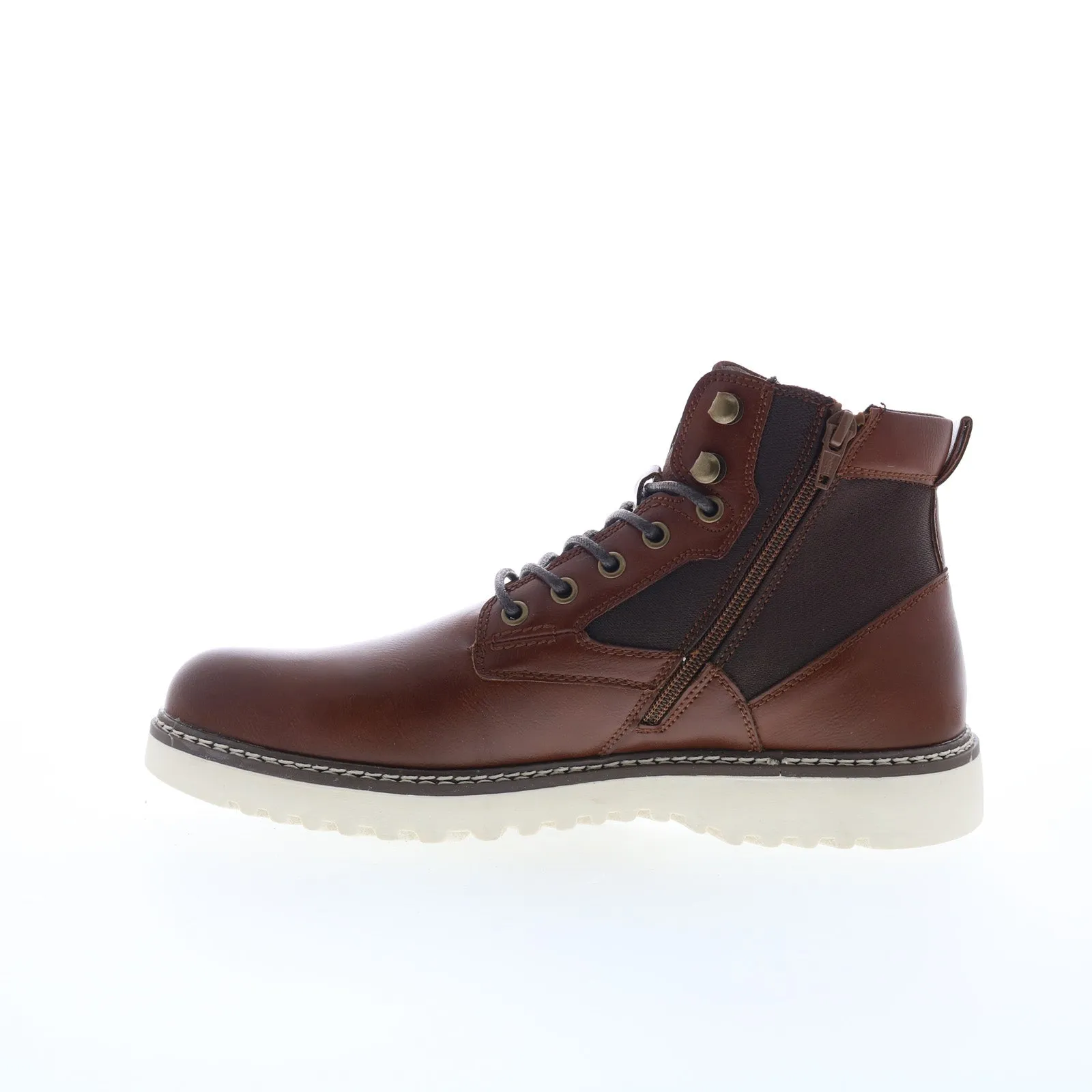 Steve Madden M-Damiro Mens Brown Leather Lace Up Casual Dress Boots Multi Season