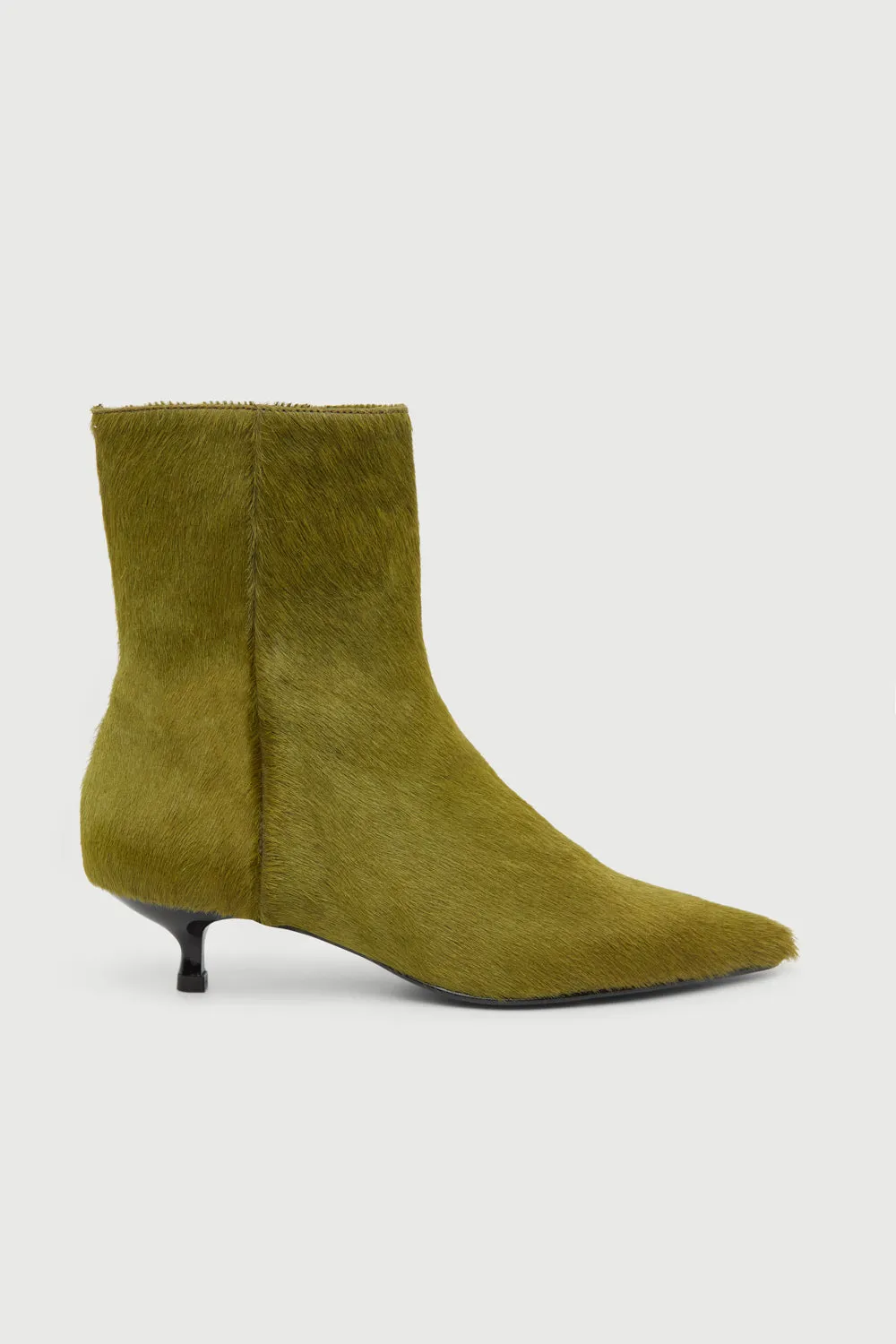 Paula Ankle Boots in Olive Calf Hair Rough Walk Adjustable Fit