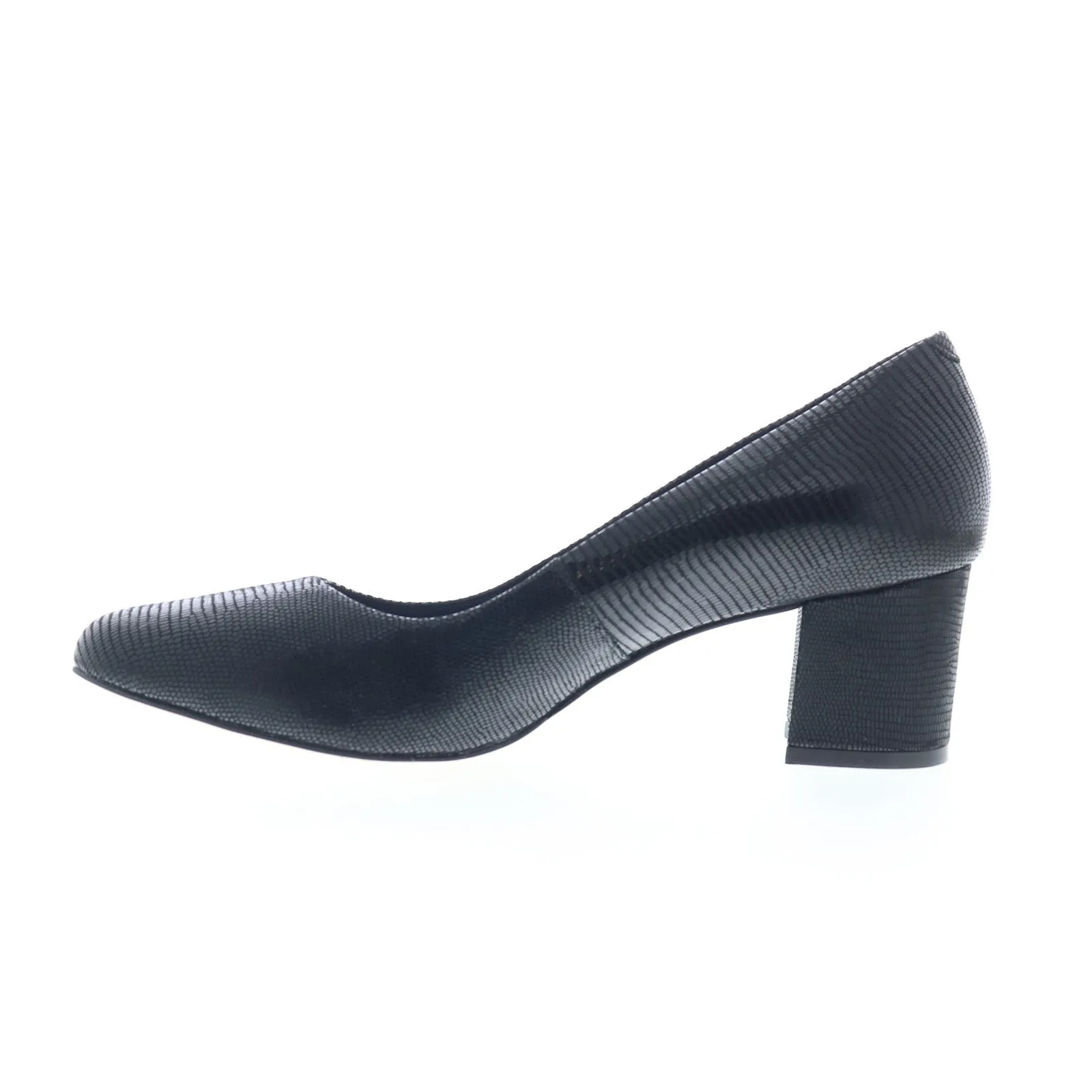 Ros Hommerson Jessica 75081-P1 Womens Black Wide Leather Pumps Heels Shoes Comfortable Material