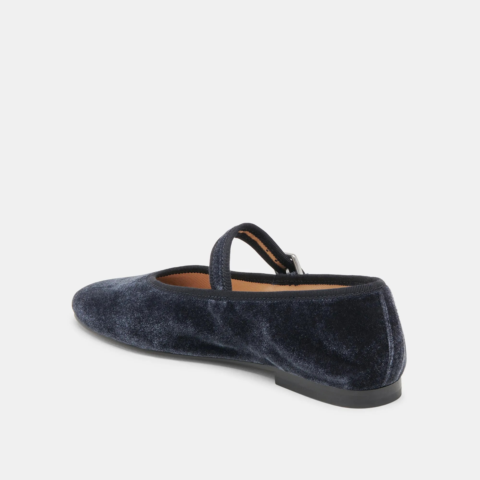 ROSLYN BALLET FLATS DUSTY BLUE VELVET Scent Path Sleek Profile Shoes