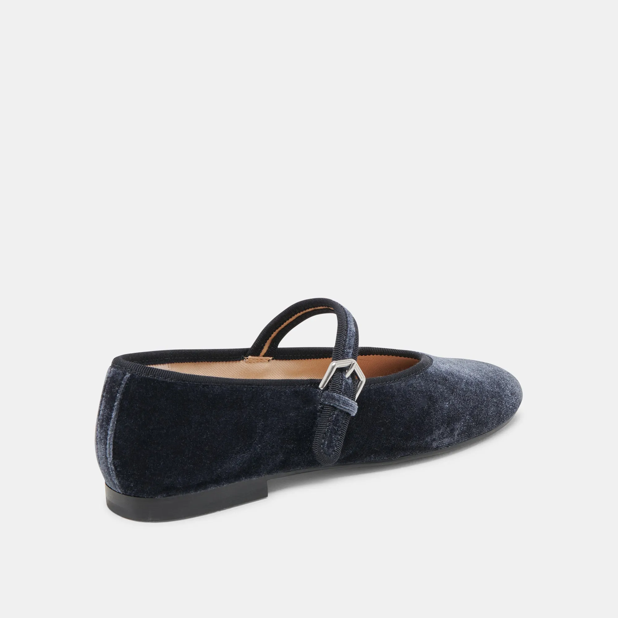 ROSLYN BALLET FLATS DUSTY BLUE VELVET Elegant Finish