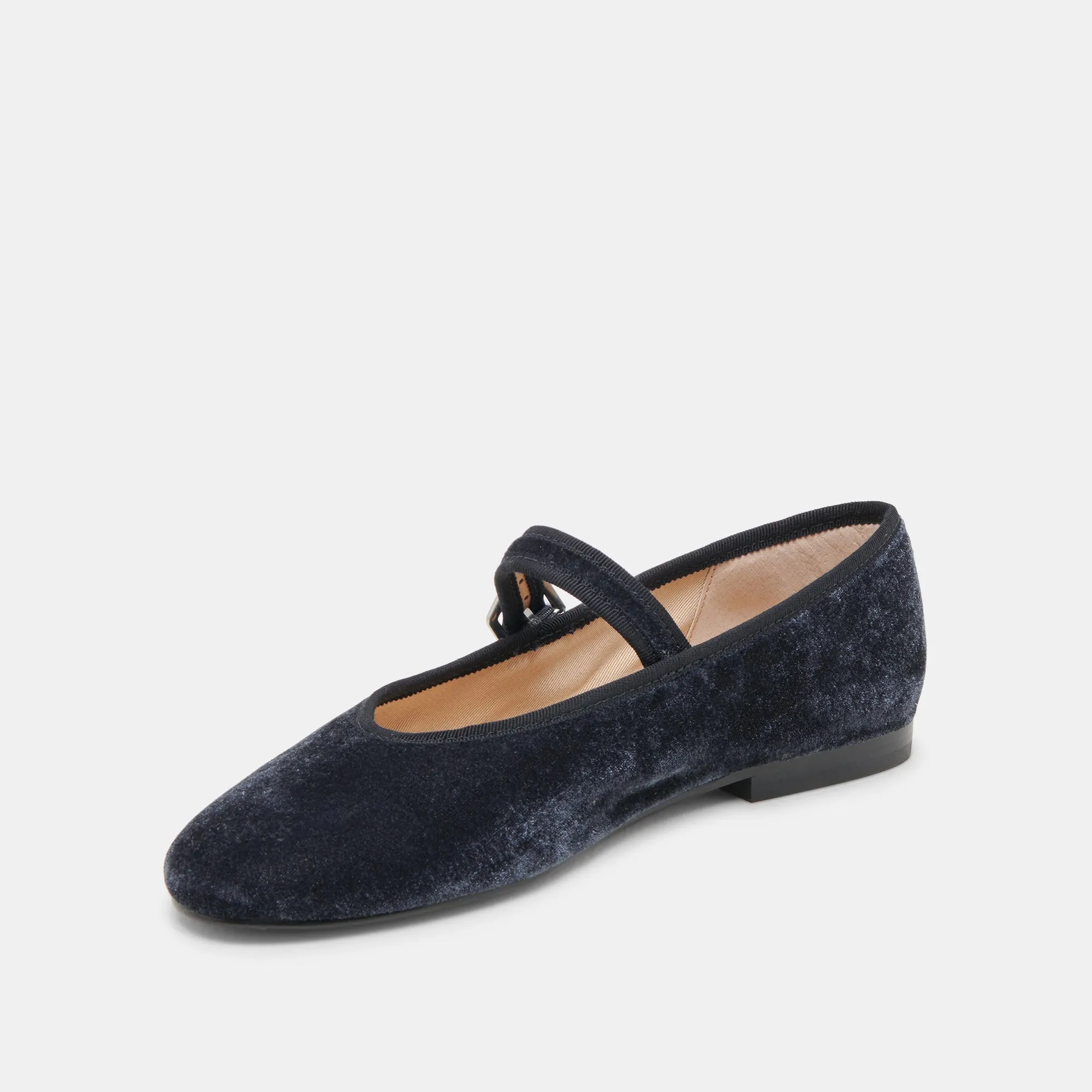 ROSLYN BALLET FLATS DUSTY BLUE VELVET Sleek Look Supportive
